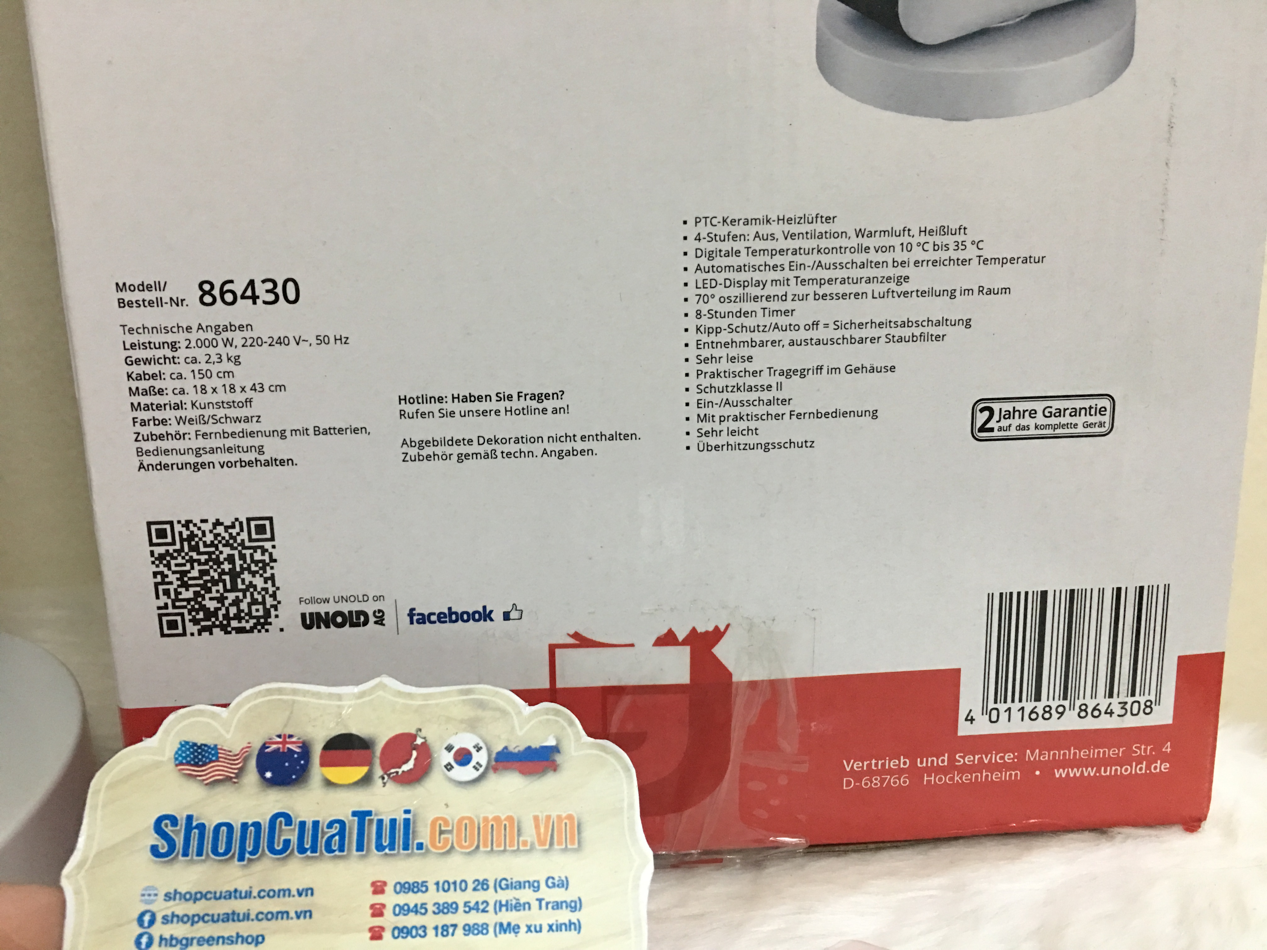 QUẠT SƯỞI GỐM UNOLD