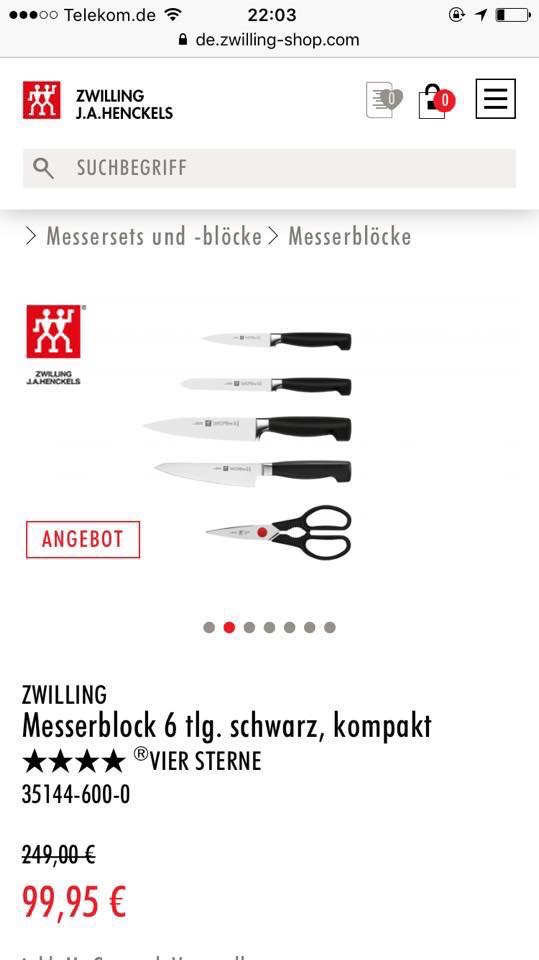 BỘ DAO ZWILLING KOMPAKT FOUR STAR 6 MÓN -  MADE IN GERMANY