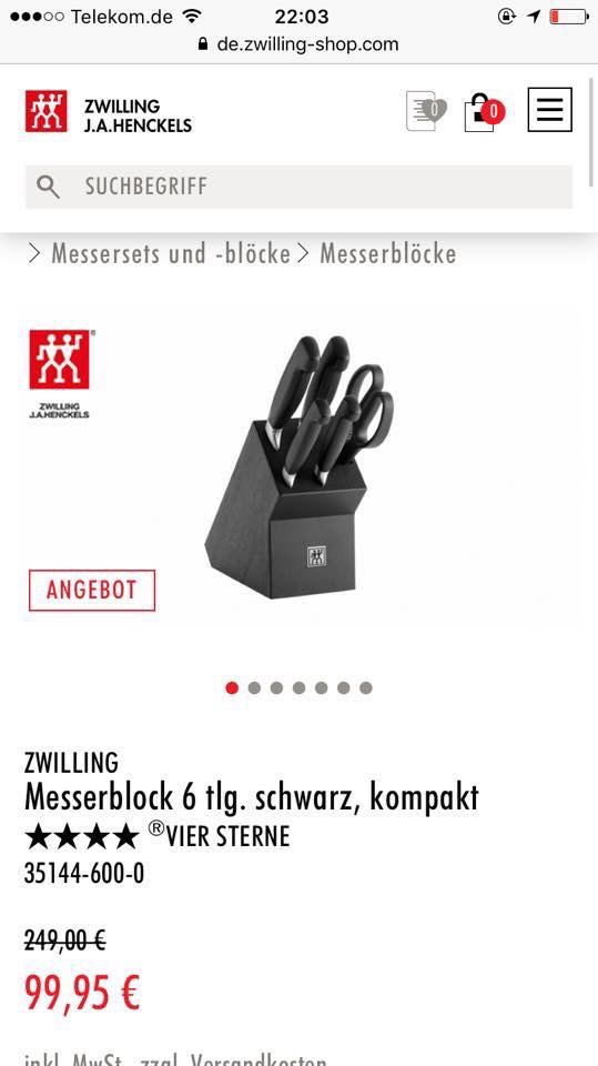 BỘ DAO ZWILLING KOMPAKT FOUR STAR 6 MÓN -  MADE IN GERMANY