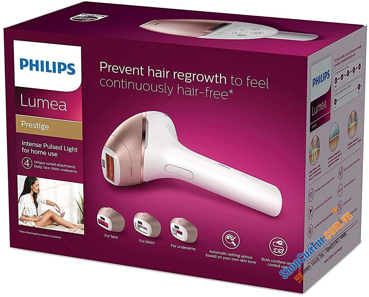 MÁY TRIỆT LÔNG BẰNG ÁNH SÁNG PHILIPS LUMEA PRESTIGE