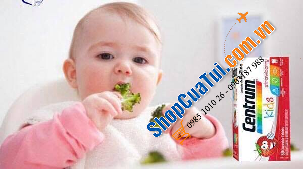 Centrum Kids Multi Vitamin Strawberry 60 Tablets dạng viên nhai vị dâu tây chứa 18 vitamin và khoáng chất cho bé từ 3 tuổi trở lên / hộp 60 viên