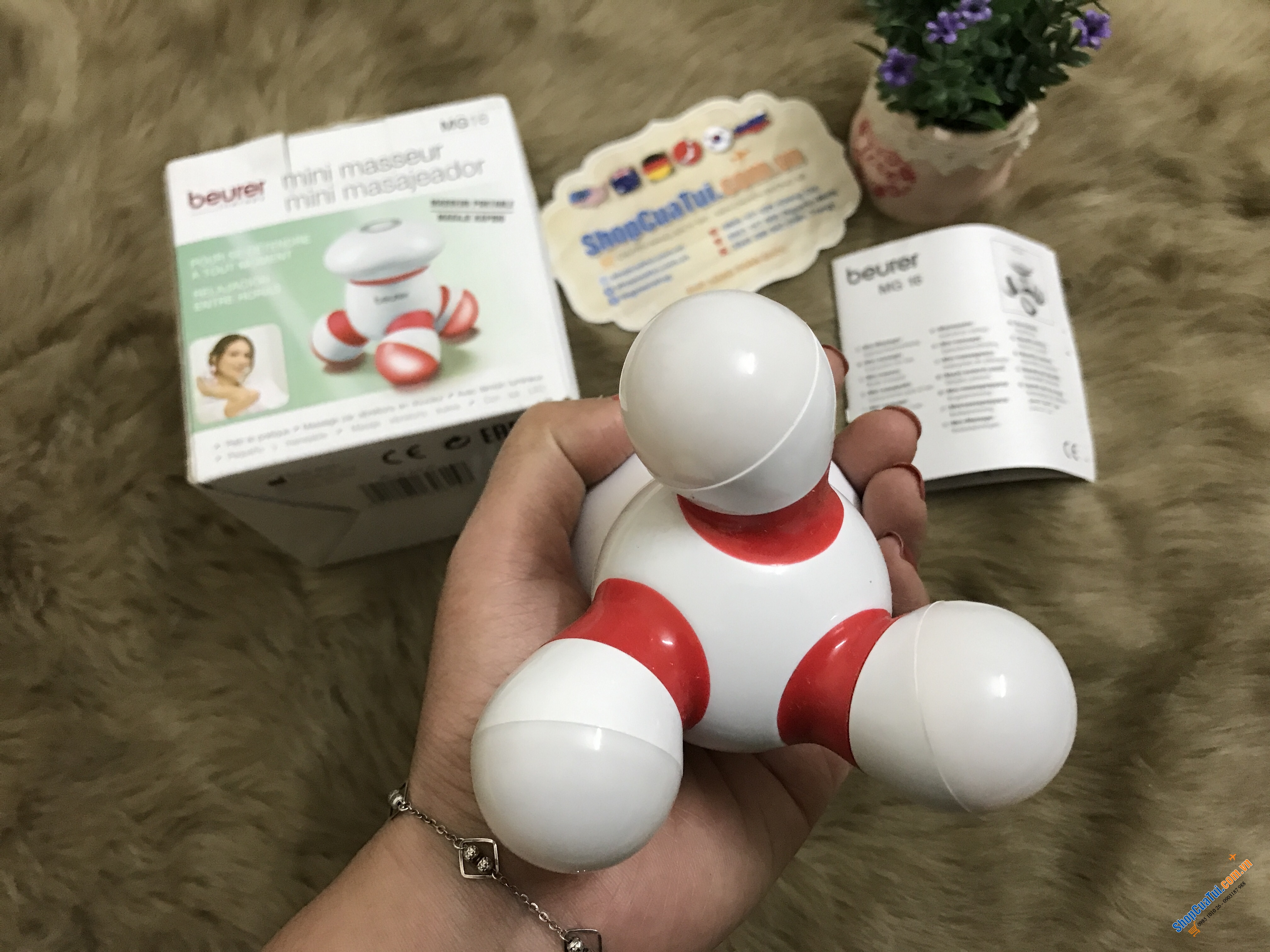 MÁY MÁT XA MINI CẦM TAY BEURER MG 16 CHẠY 3 PIN TIỂU AAA - massage cho đầu, lưng, cổ vai gáy, cánh tay, đùi và bắp chân...