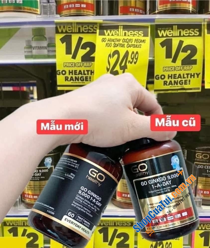 BỔ NÃO, HOẠT HUYẾT DƯỠNG NÃO GINKGO 9000mg - GO Healthy 60 viên - hỗ trợ trí nhớ và sự tập trung gấp 4,5 lần loại bình thường, hàm lượng ginkgo cao nhất hiện nay