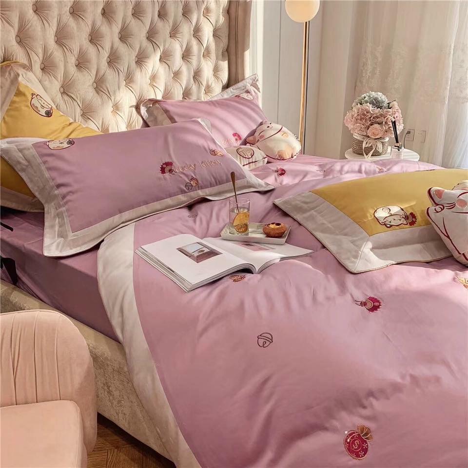 set chăn ga gối MÈO THẦN TÀI MANG PHÚC LỘC satin lụa SweetHome261218_5