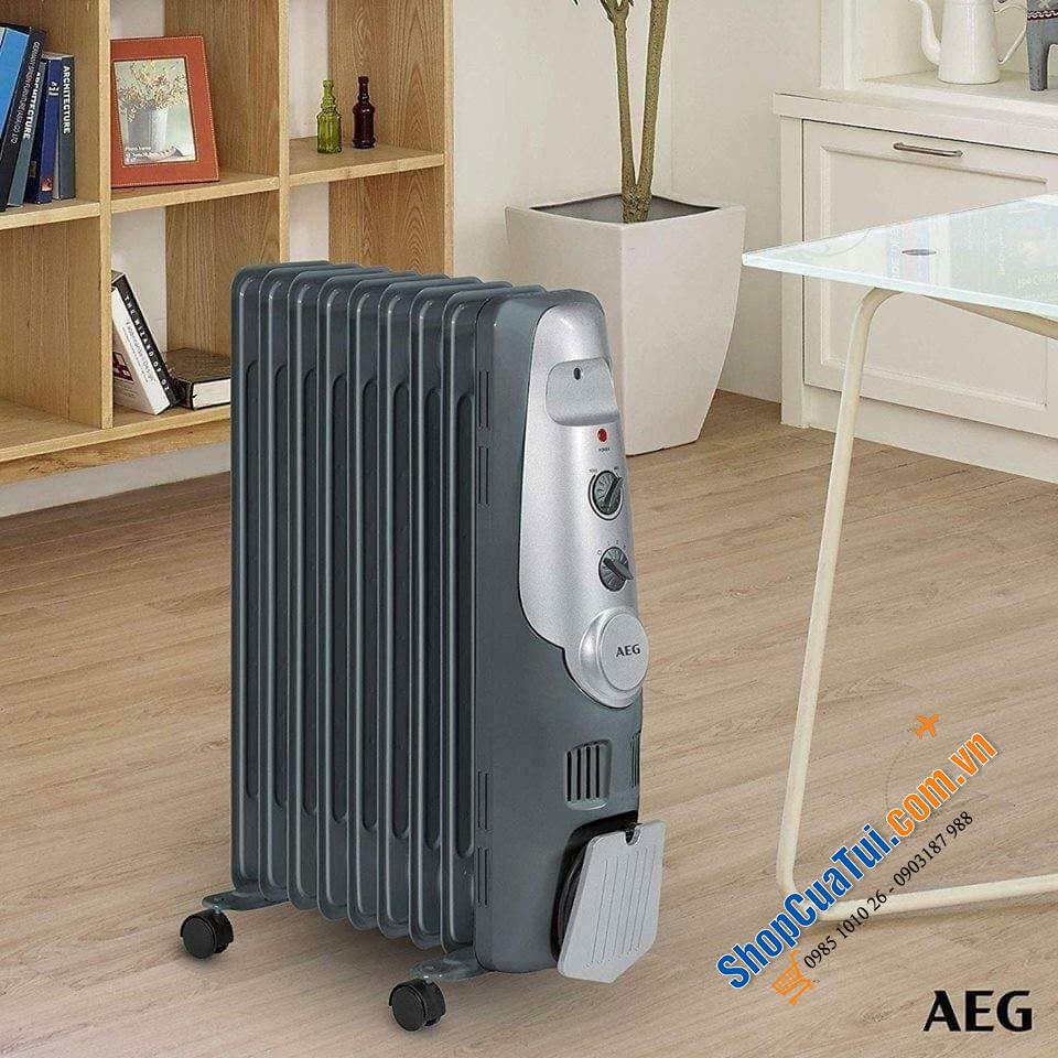 LÒ SƯỞI DẦU AEG - Máy sưởi dầu AEG sử dụng 9 thanh dầu - 3 cấp độ :800W - 1200W - 2000W