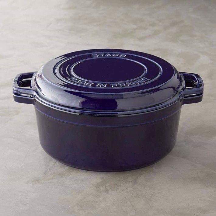 NỒI GANG ĐÚC STAUB 2 TRONG 1 MÀU XANH 28CM-MADE IN FRANCE.