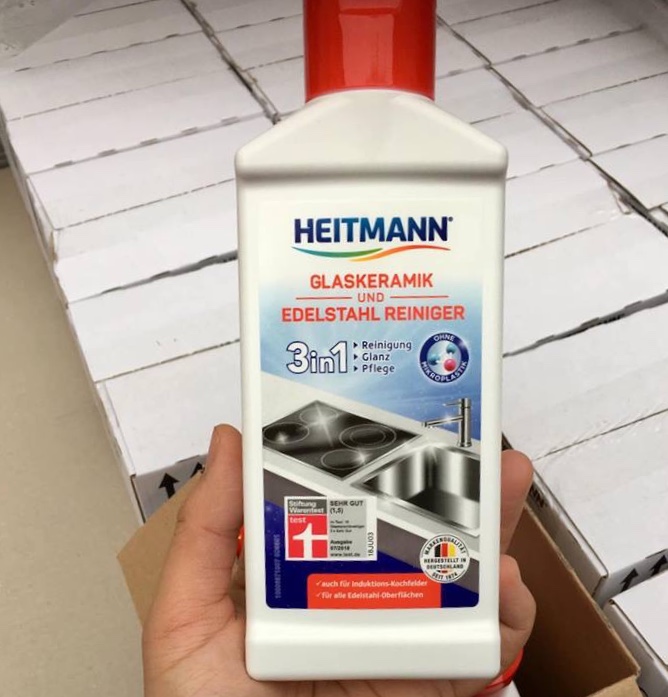 DUNG DỊCH LÀM SẠCH BỀ MẶT KÍNH CERAMIC VÀ CÁC DỤNG CỤ NẤU ĂN INOX của hãng Heitmann-MADE IN GERMANY 