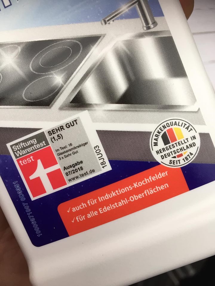 DUNG DỊCH LÀM SẠCH BỀ MẶT KÍNH CERAMIC VÀ CÁC DỤNG CỤ NẤU ĂN INOX của hãng Heitmann-MADE IN GERMANY 