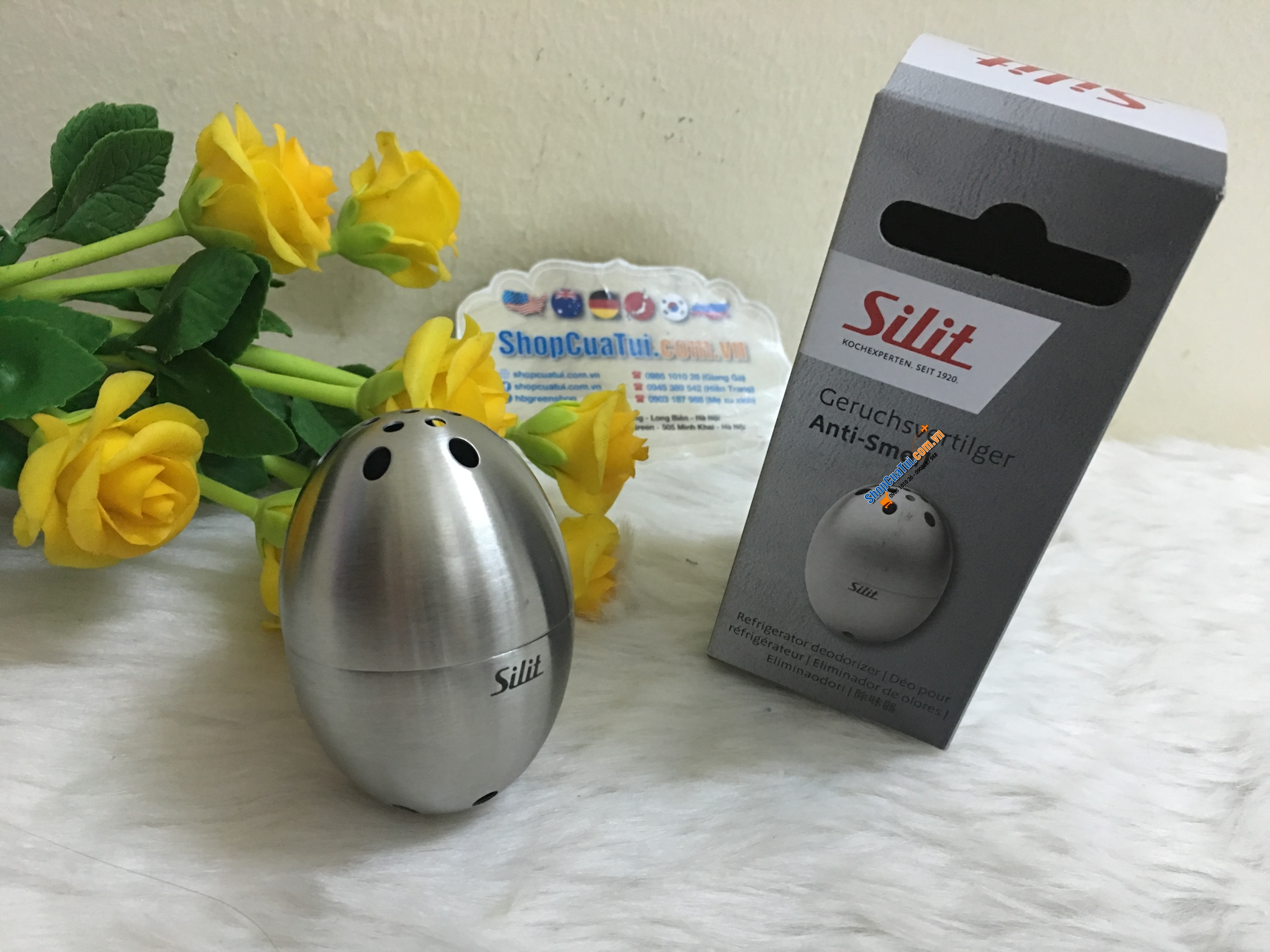 Trứng khử mùi cho tủ lạnh của Silit, hút các mùi hôi khó chịu trong tủ, được đánh giá là hết sạch mùi từ người tiêu dùng Đức và tại các nước Châu Âu