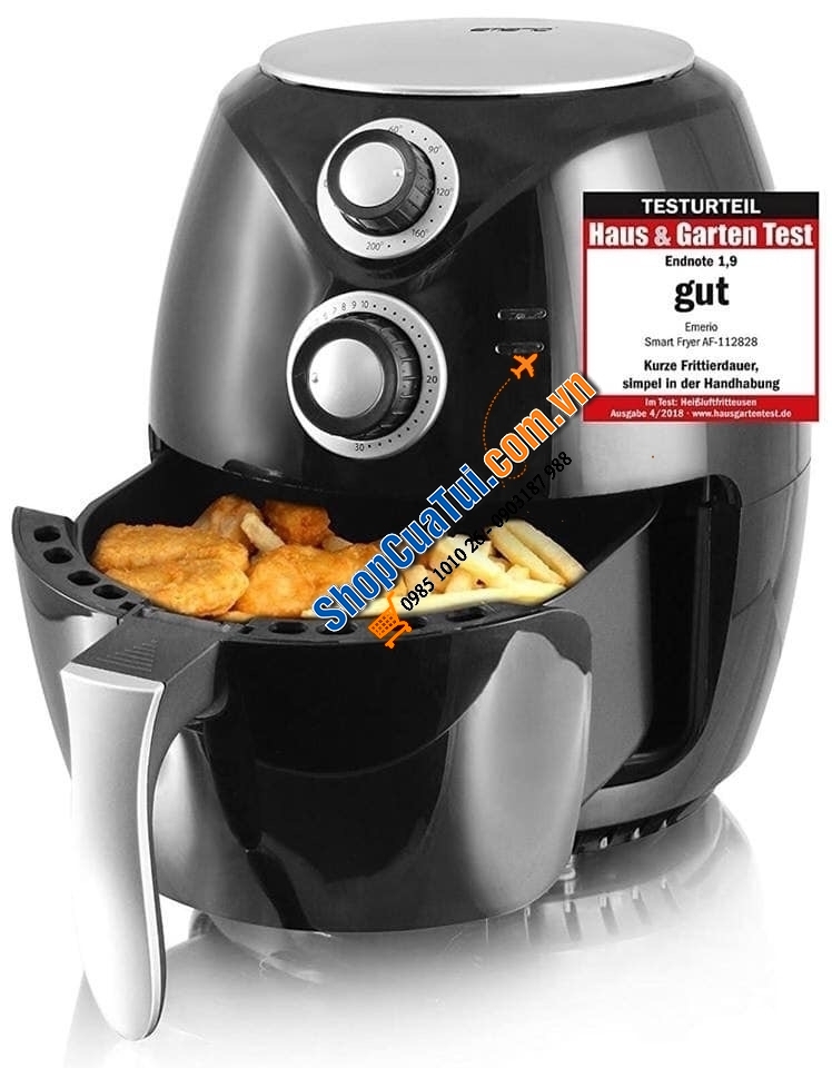 EMERIO-  SMART FRYER - NỒI CHIÊN không dầu NỘI ĐỊA ĐỨC ĐƯỢC ĐÁNH GIÁ “ Very Good “ 4,5/5