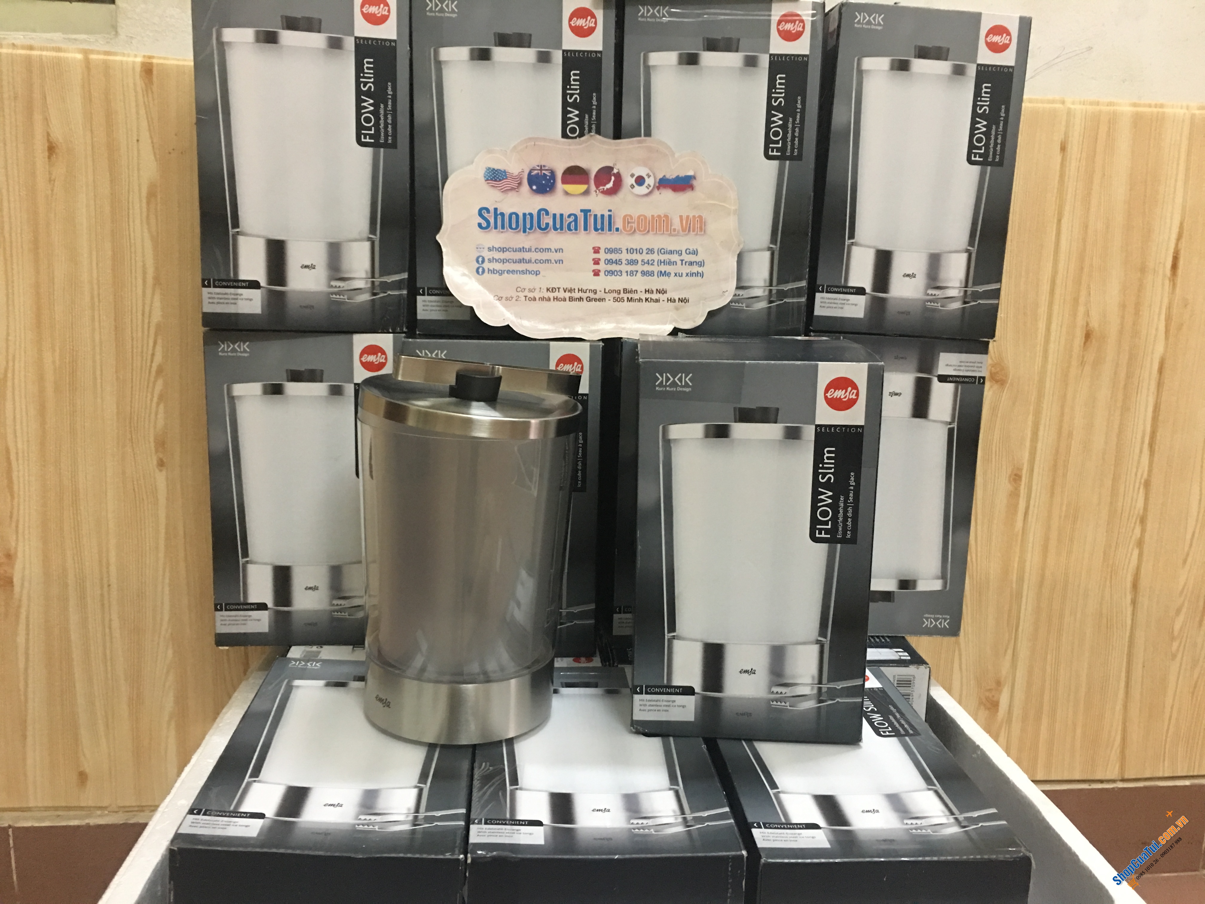 Xô đá, Xô đựng đá Emsa Flow 2 lớp siêu đẹp, để lên bàn ăn rất bắt mắt thực khách