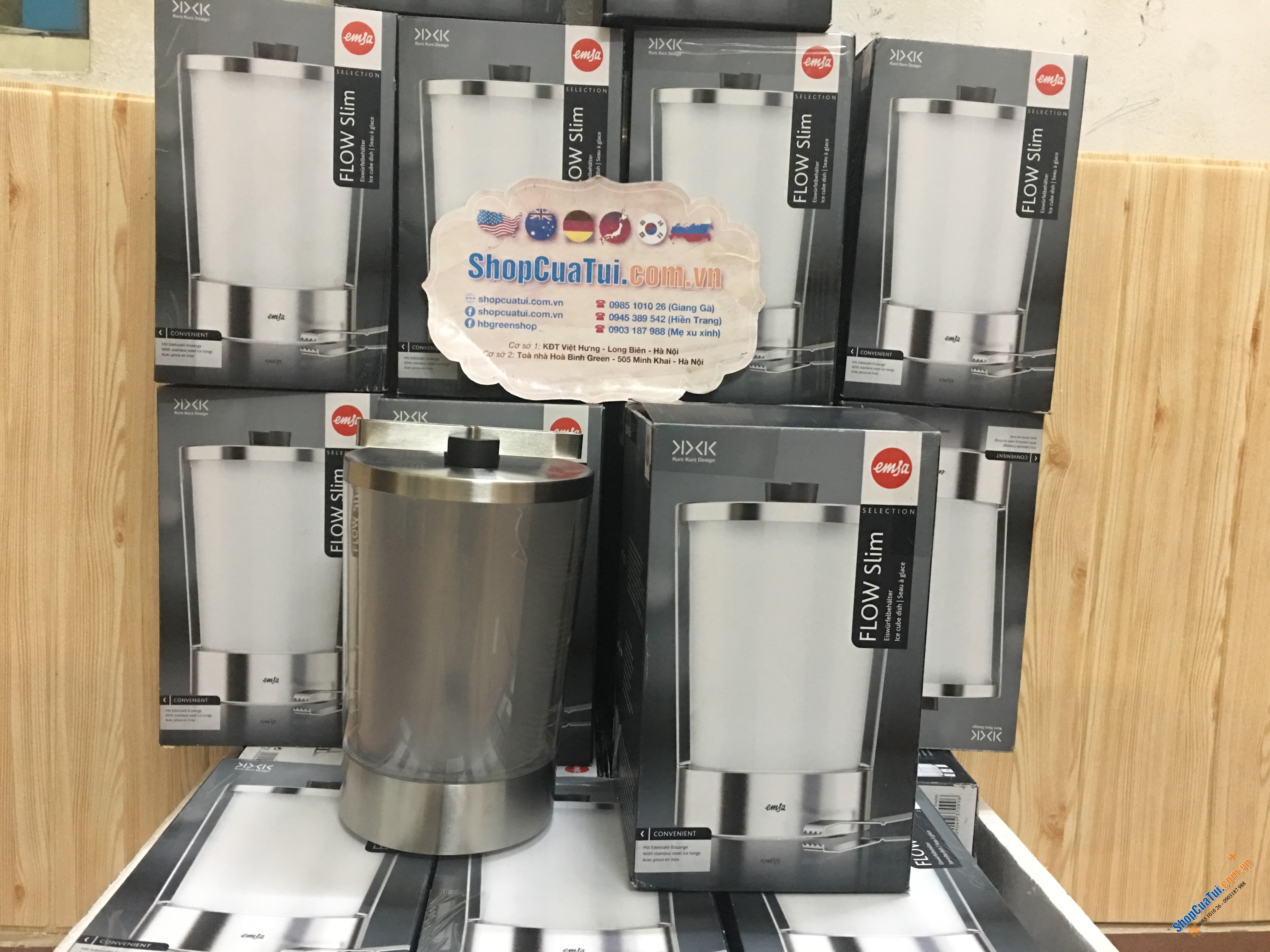 Xô đá, Xô đựng đá Emsa Flow 2 lớp siêu đẹp, để lên bàn ăn rất bắt mắt thực khách