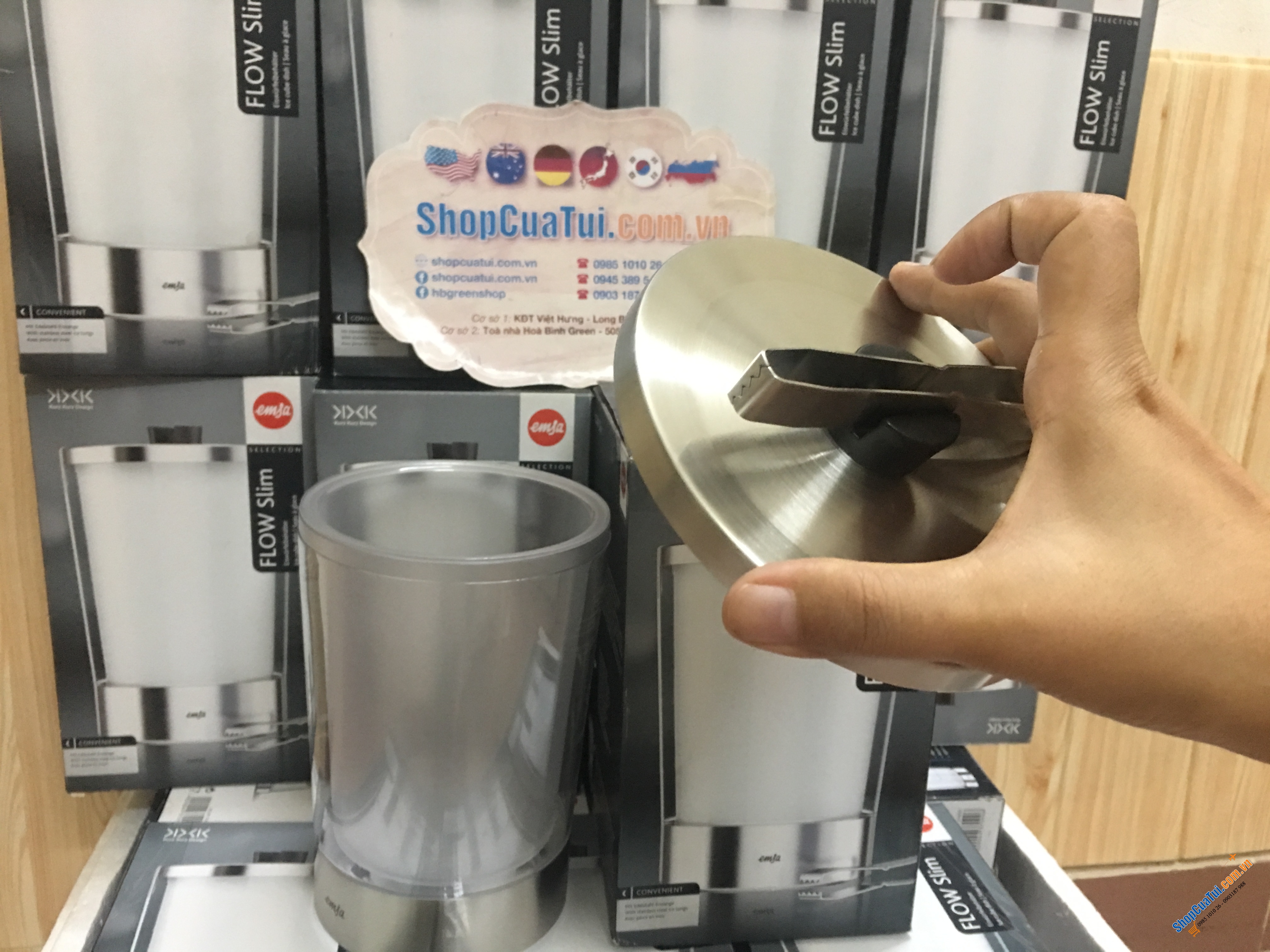 Xô đá, Xô đựng đá Emsa Flow 2 lớp siêu đẹp, để lên bàn ăn rất bắt mắt thực khách