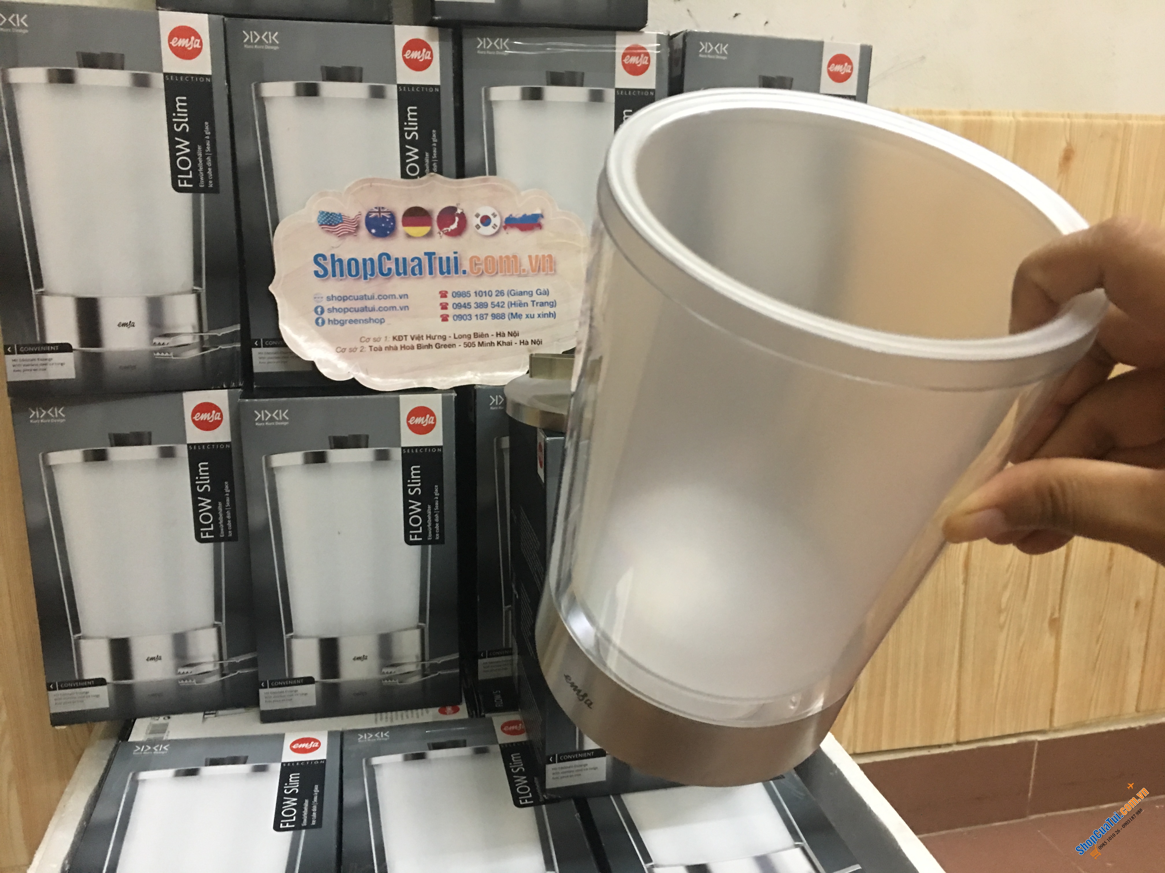 Xô đá, Xô đựng đá Emsa Flow 2 lớp siêu đẹp, để lên bàn ăn rất bắt mắt thực khách