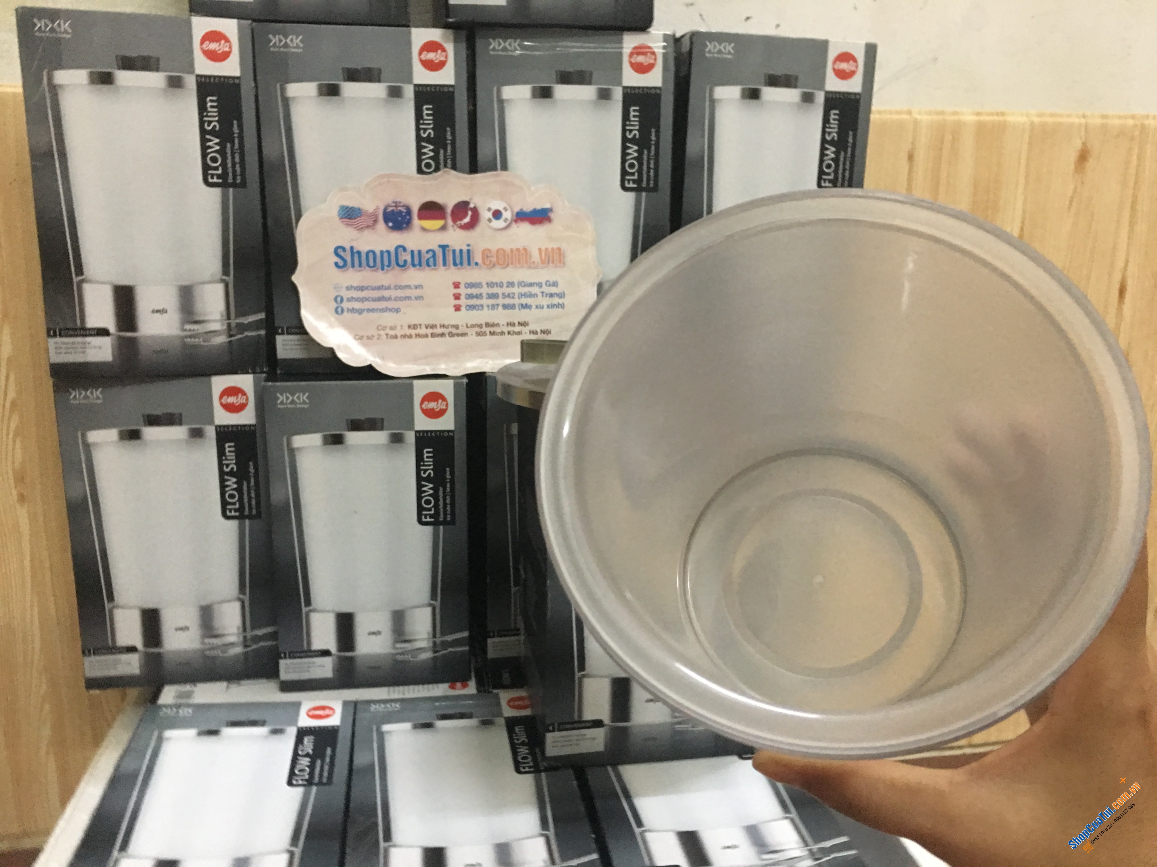 Xô đá, Xô đựng đá Emsa Flow 2 lớp siêu đẹp, để lên bàn ăn rất bắt mắt thực khách