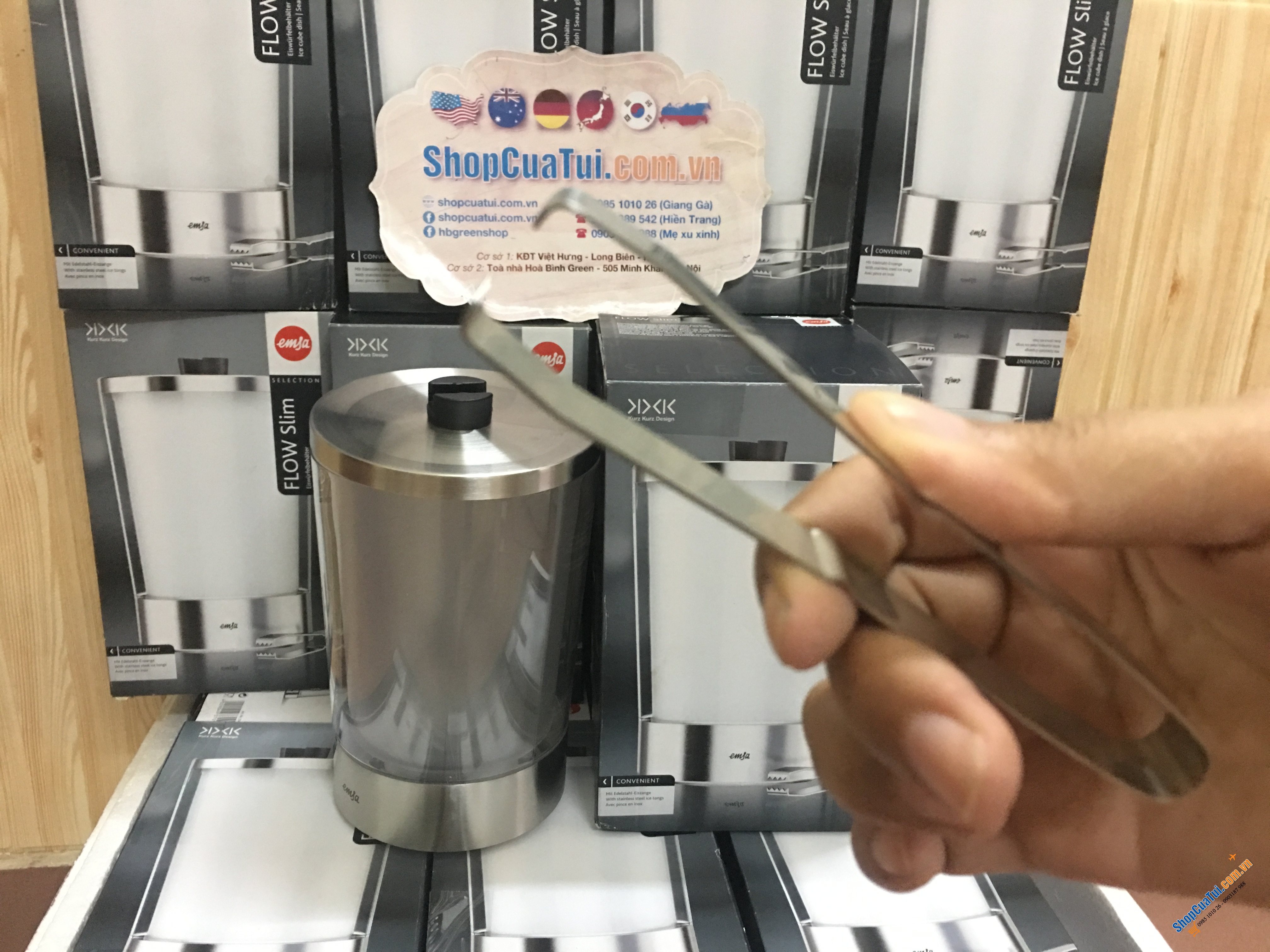 Xô đá, Xô đựng đá Emsa Flow 2 lớp siêu đẹp, để lên bàn ăn rất bắt mắt thực khách