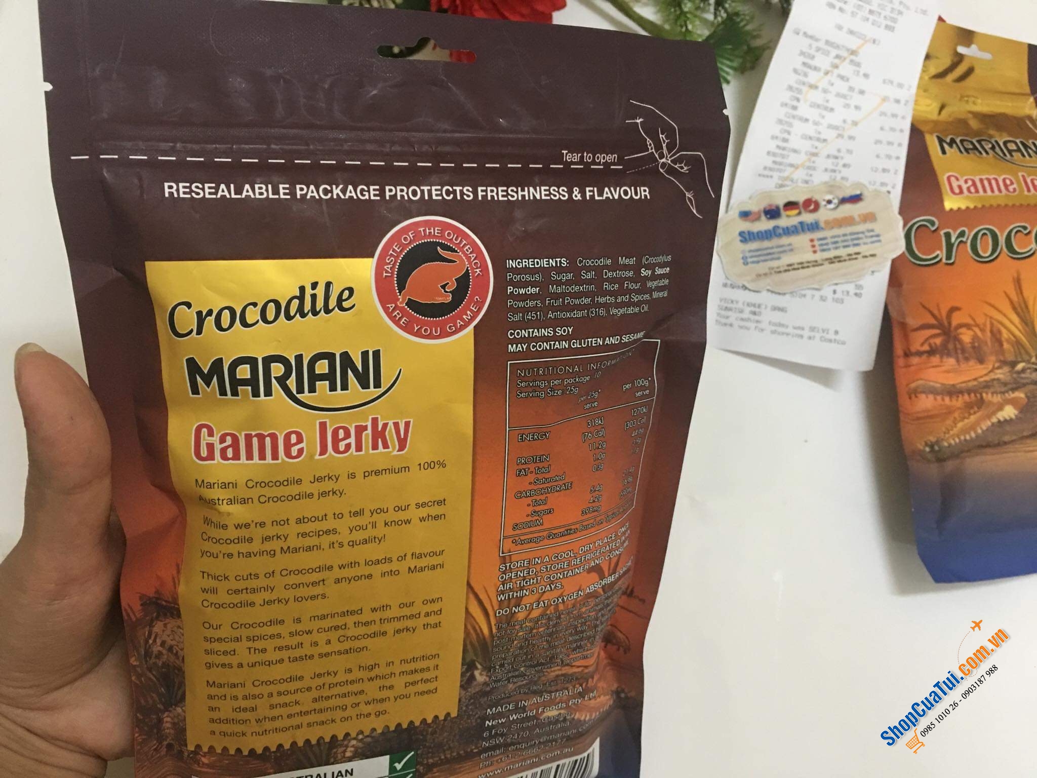 THỊT KHÔ CÁ SẤU CỦA ÚC MARIANI GAME JERKY - CROCODILE 250g