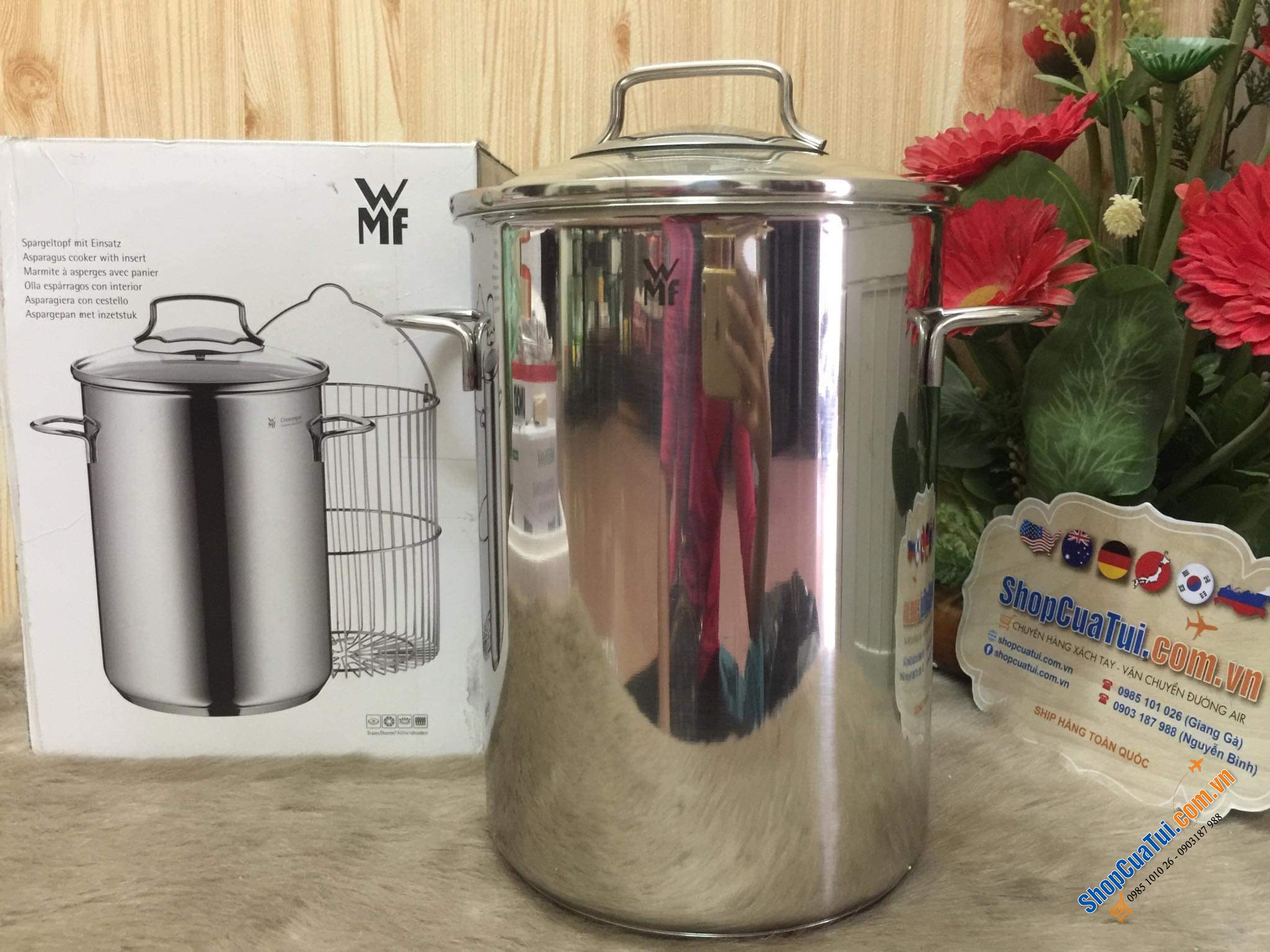 NỒI KÈM VỈ LUỘC WMF 4,5 lít thích hợp nấu mỳ, luộc măng tây, luộc gà, vịt,...