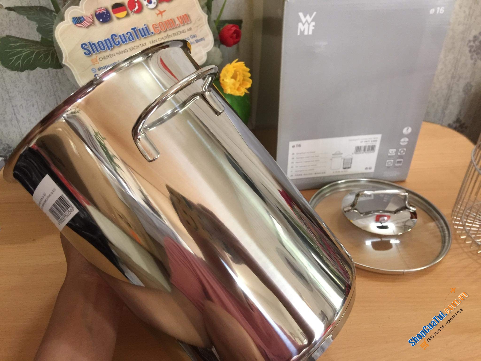 NỒI KÈM VỈ LUỘC WMF 4,5 lít thích hợp nấu mỳ, luộc măng tây, luộc gà, vịt,...