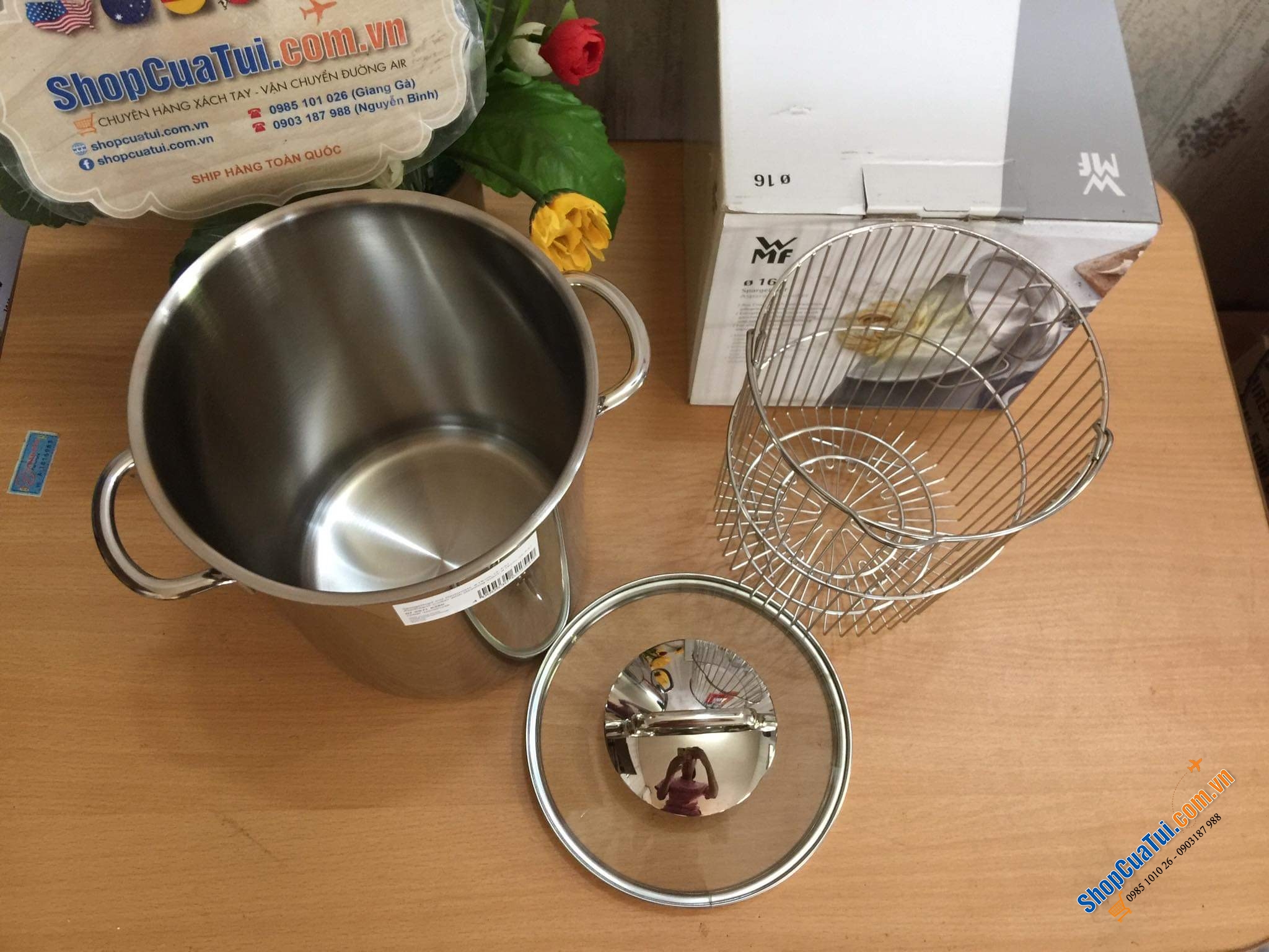 NỒI KÈM VỈ LUỘC WMF 4,5 lít thích hợp nấu mỳ, luộc măng tây, vịt,...