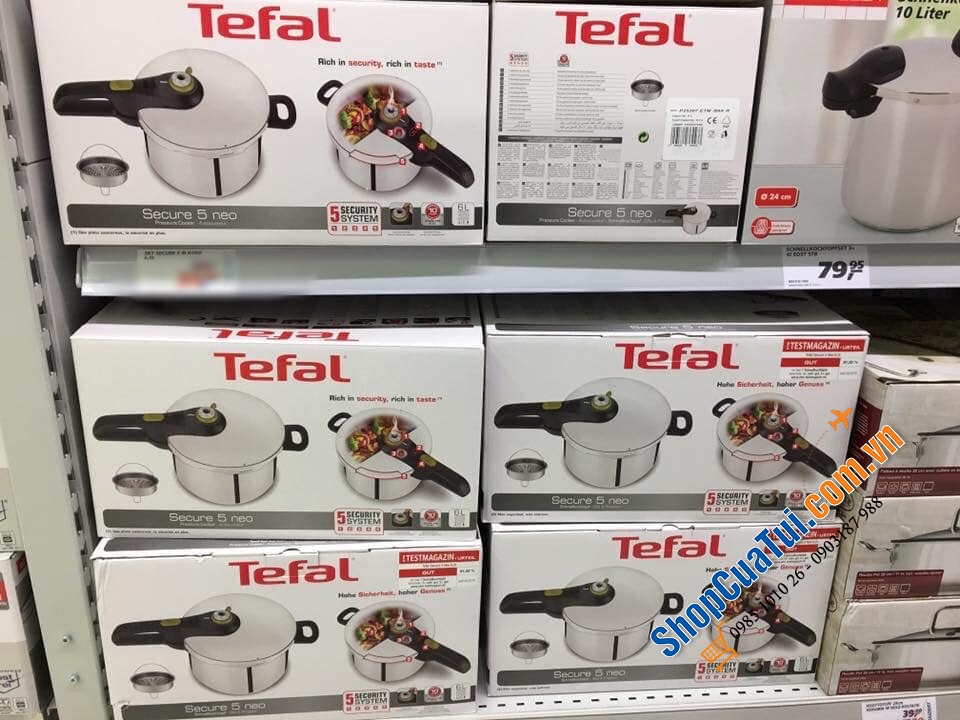 Nồi áp suất 6 lit Tefal cho 4/6 người ăn kèm xửng hấp