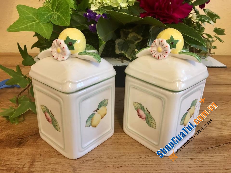HŨ ĐỰNG GIA VỊ, HẠT NÊM, ỚT TRƯNG, ĐƯỜNG VILLEROY BOCH HÌNH TRÁI CHANH - MADE IN GERMNAY