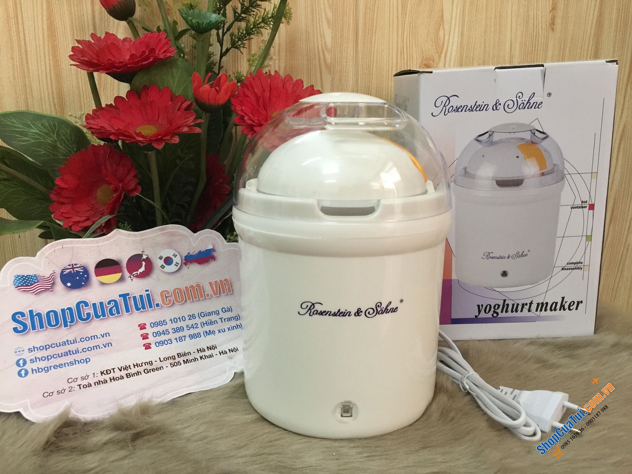 Máy làm sữa chua tươi của Rosenstein & Söhne dung tích 1lit, công suất 9W.