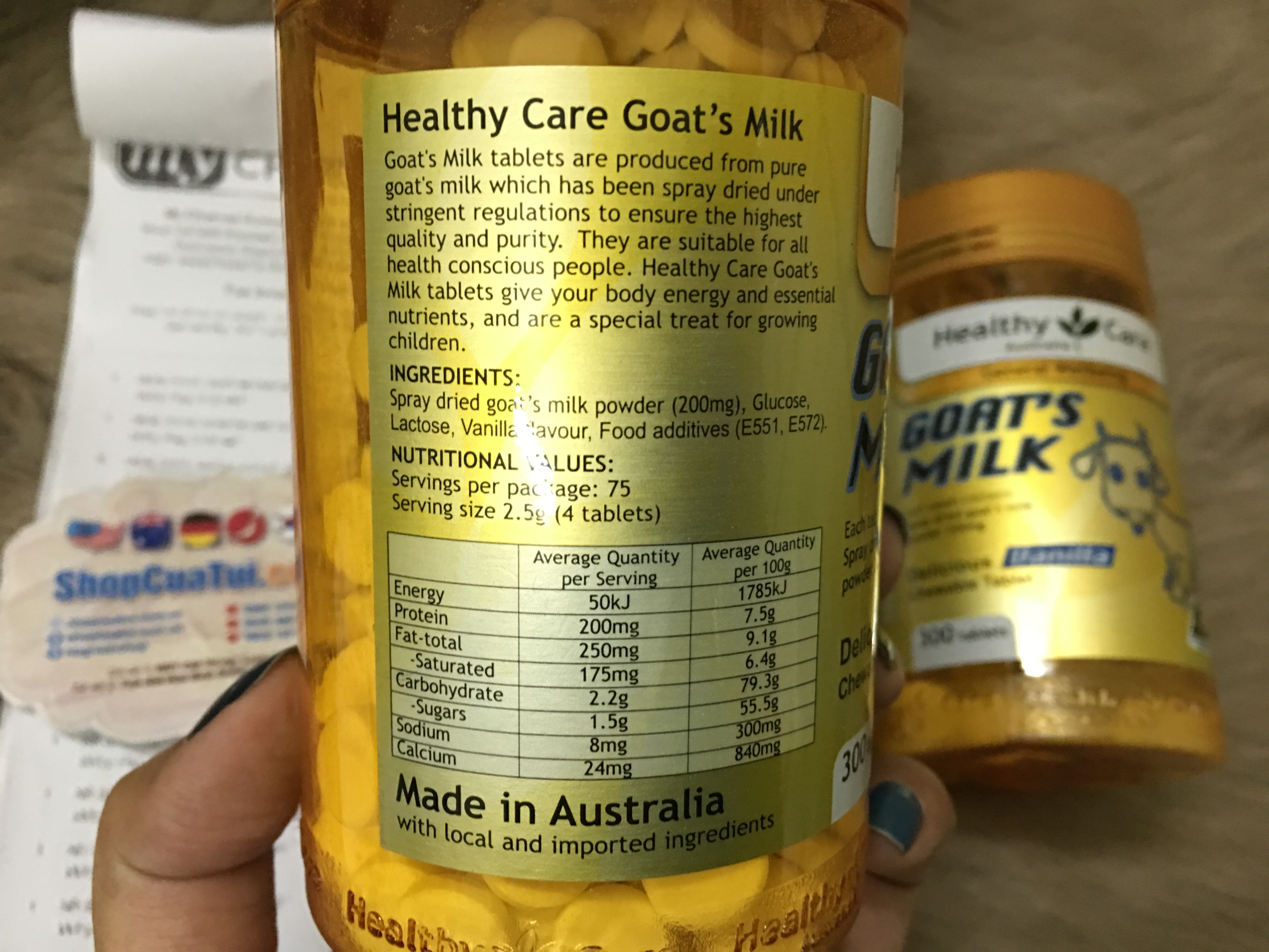 Sữa dê hương vị Vani - Healthy Care Goat Milk Vanilla Flavour Chewable 300 viên