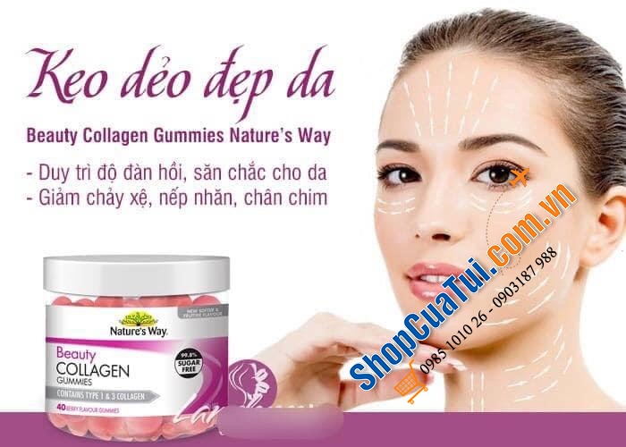 KẸO DẺO CHỐNG LÃO HÓA NATURE’S WAY BEAUTY COLLAGEN 40 VIÊN