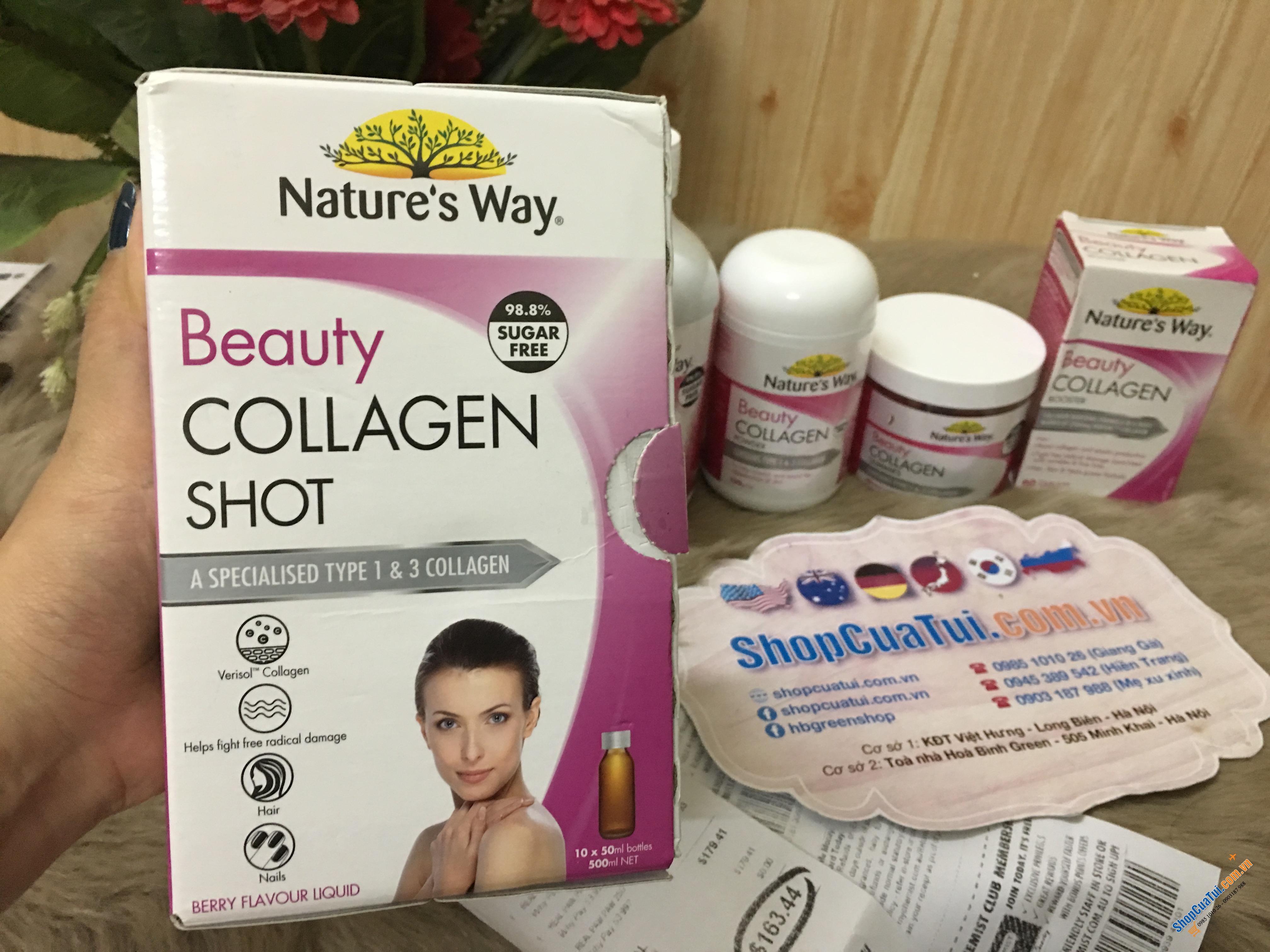 COLLAGEN DẠNG NƯỚC NATURE WAY BEAUTY COLLAGEN SHOT 10 x 50ml - lượng các axit amin, glycine, proline và hydroxyproline cao hơn 10-20 lần so với những loại thông thường, mang lại hiệu quả tối ưu hơn hẳn collagen khác