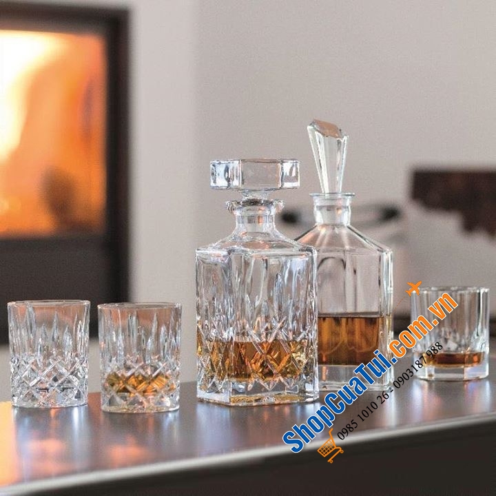 Bộ bình cốc pha lê Nachtmann Whisky Aspen 0090025-0 -Set 1 bình 750ml 6 cốc 295ml Made in Germany