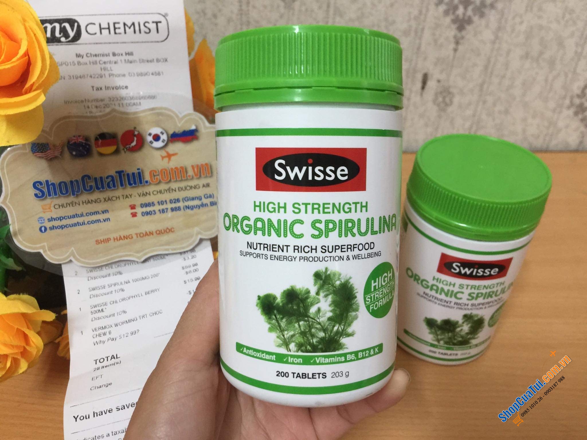 TẢO XOẮN HỮU CƠ LIỀU CAO CỦA Swisse High Strength Organic Spirulina 1000mg LỌ 200 VIÊN - một siêu thực phẩm xanh cung cấp nguồn vitamin, khoáng chất và chất chống oxy hóa tự nhiên