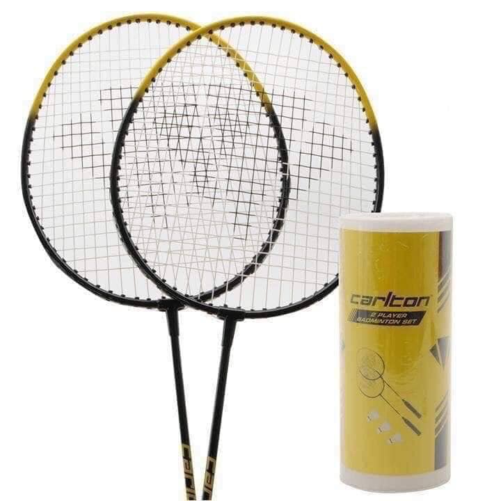 Set gồm 2 vợt và 1 ống gồm 3 quả cầu lông Carlton