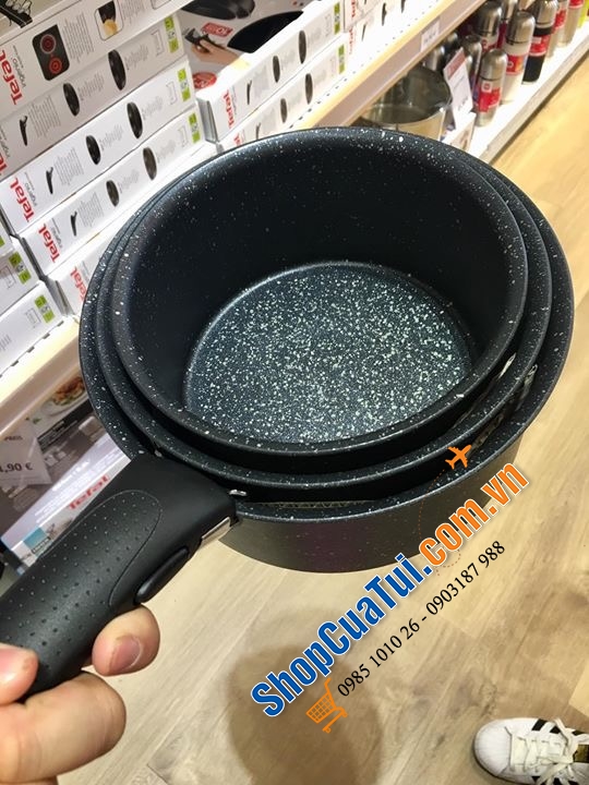 SET 3 NỒI QUÁNH CHỐNG DÍNH TEFAL - CÁN CÓ THỂ THÁO RỜI - MADE IN FRANCE 