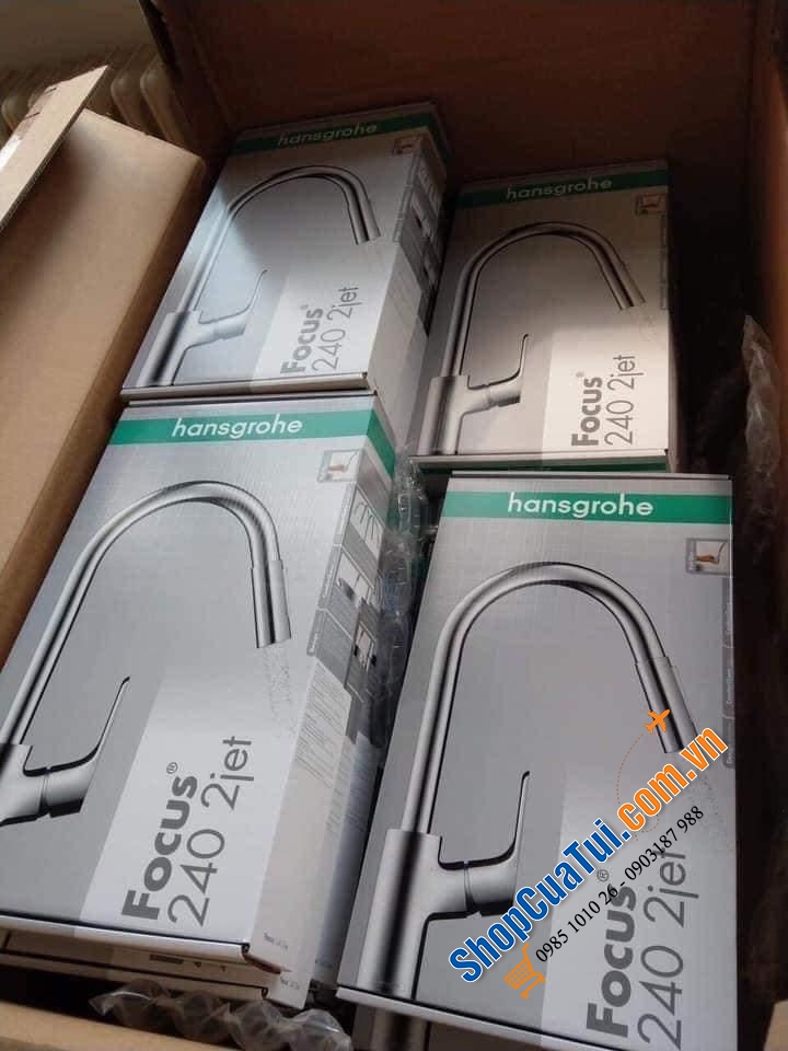VÒI RỬA BÁT RÚT DÂY HANGROHE FOCUS 31815000 - Made in Germany - thiết kế đơn giản cong cổ điển, bền đẹp và dễ dàng sử dụng