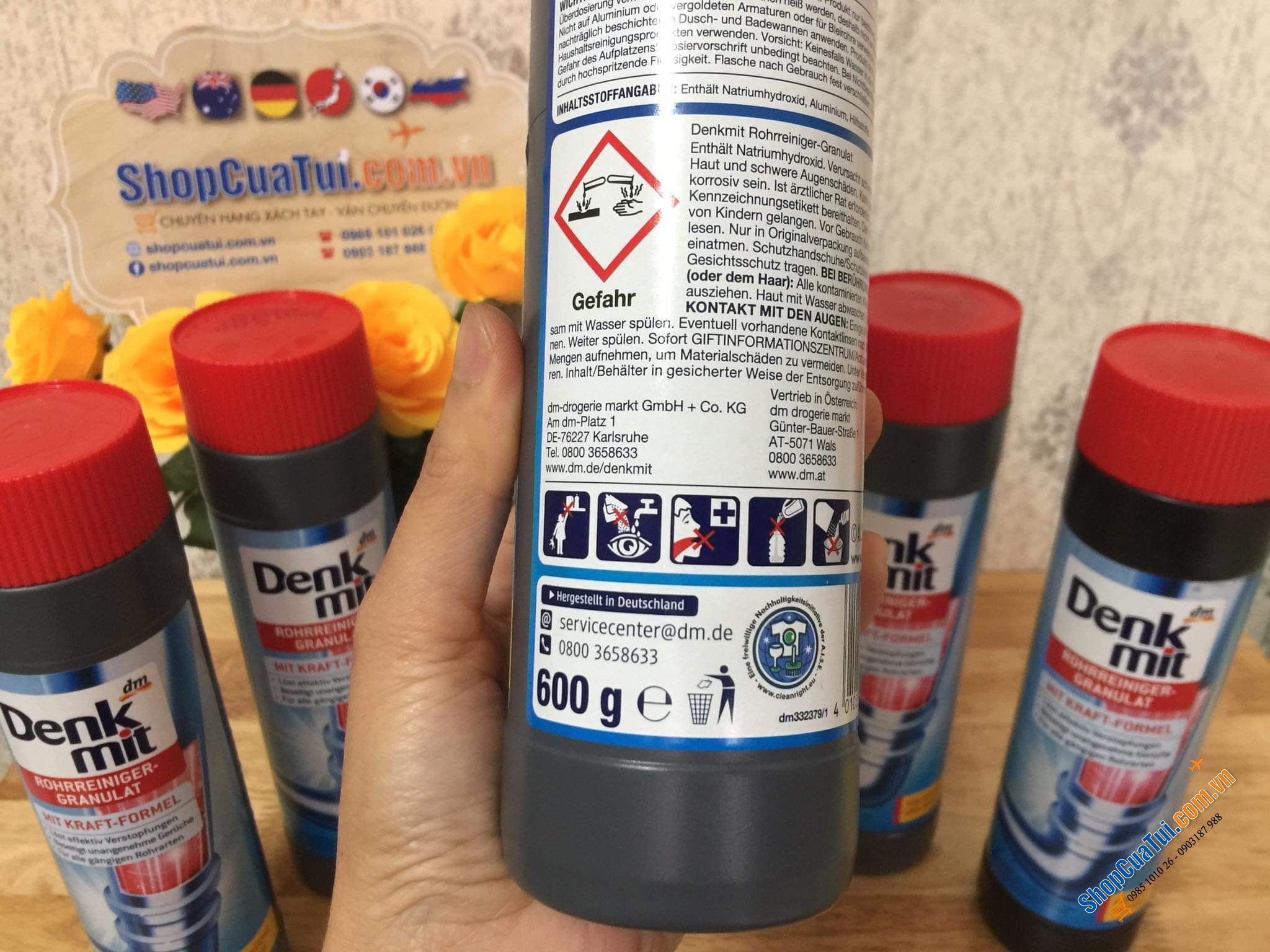 Bột thông cống của hãng Denkmit - nổi tiếng tại Đức về các sản phẩm thiết yếu phục vụ trong các gia đình