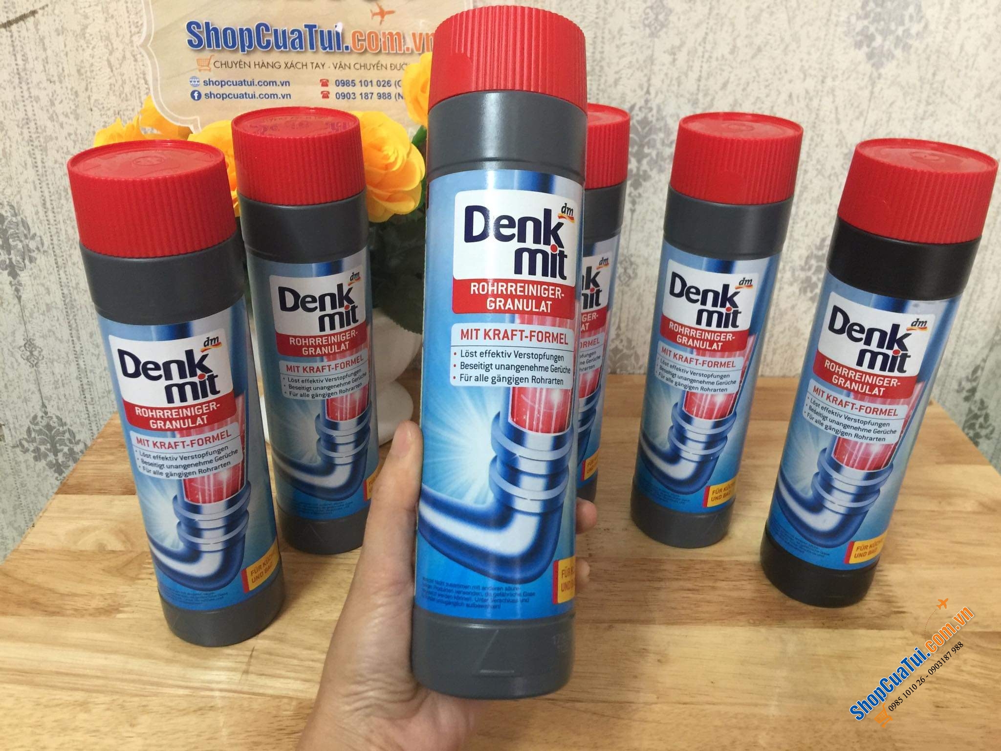 Bột thông cống của hãng Denkmit - nổi tiếng tại Đức về các sản phẩm thiết yếu phục vụ trong các gia đình