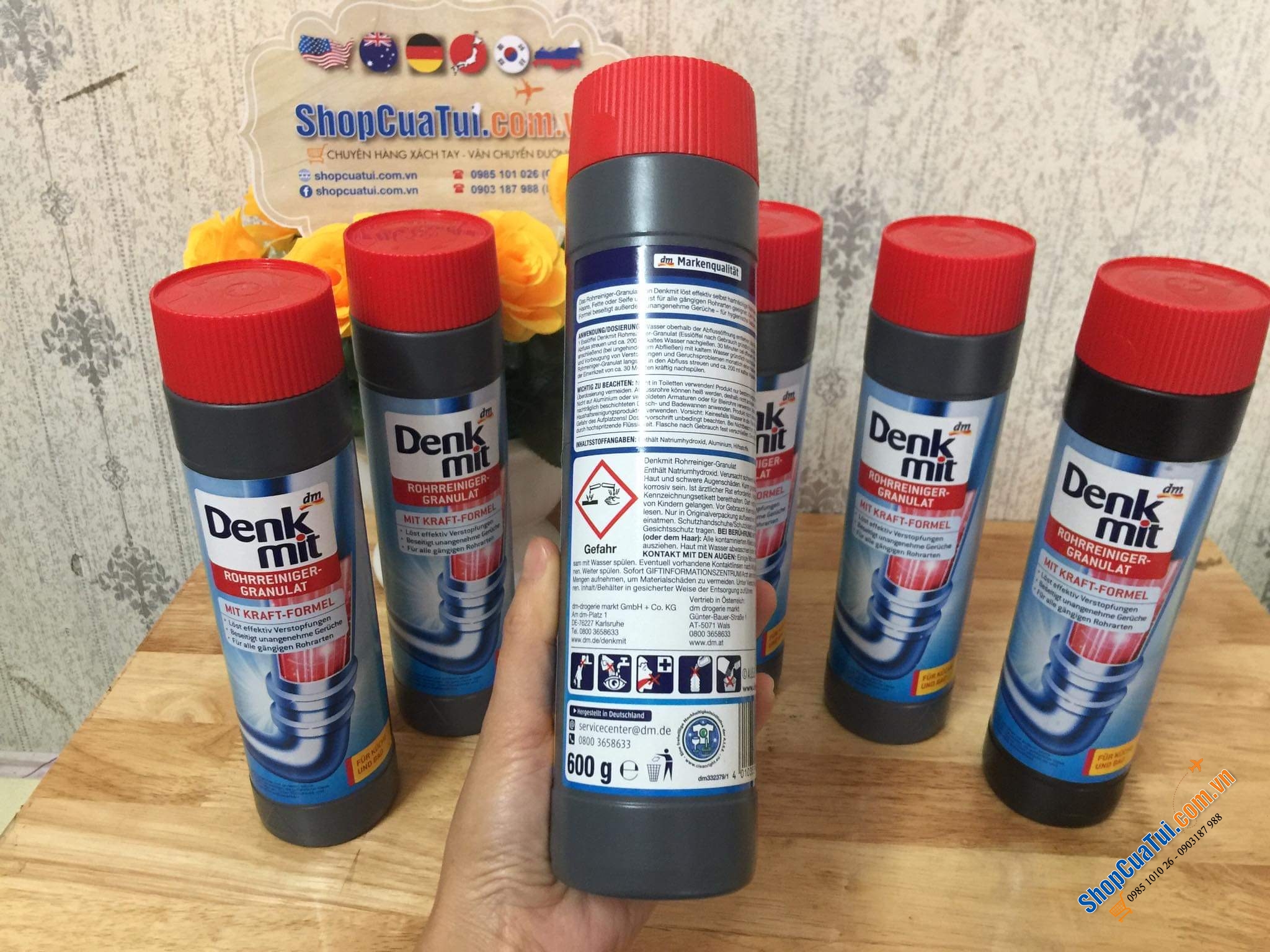 Bột thông cống của hãng Denkmit - nổi tiếng tại Đức về các sản phẩm thiết yếu phục vụ trong các gia đình