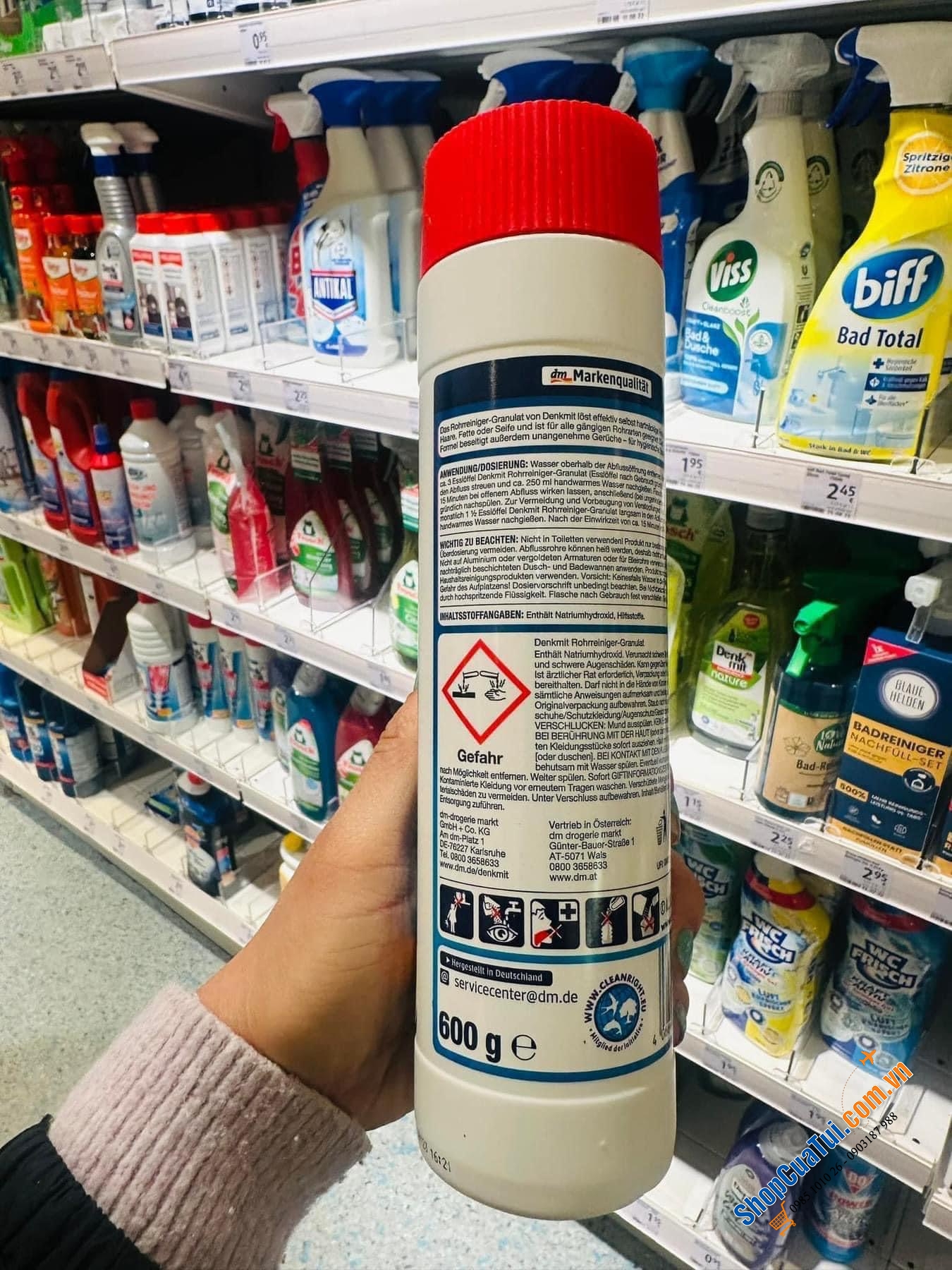 Bột thông cống của hãng Denkmit - nổi tiếng tại Đức về các sản phẩm thiết yếu phục vụ trong các gia đình