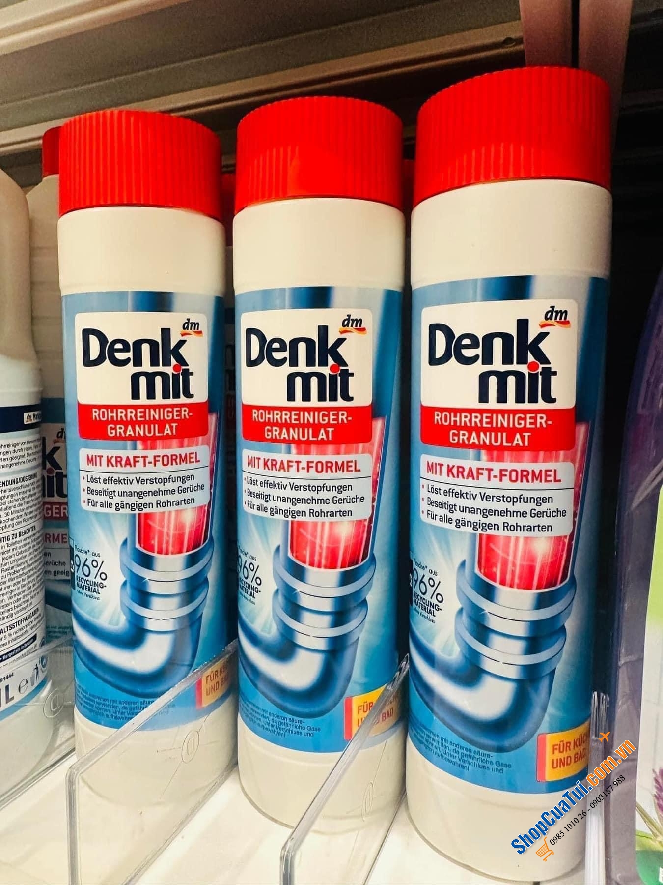 Bột thông cống của hãng Denkmit - nổi tiếng tại Đức về các sản phẩm thiết yếu phục vụ trong các gia đình