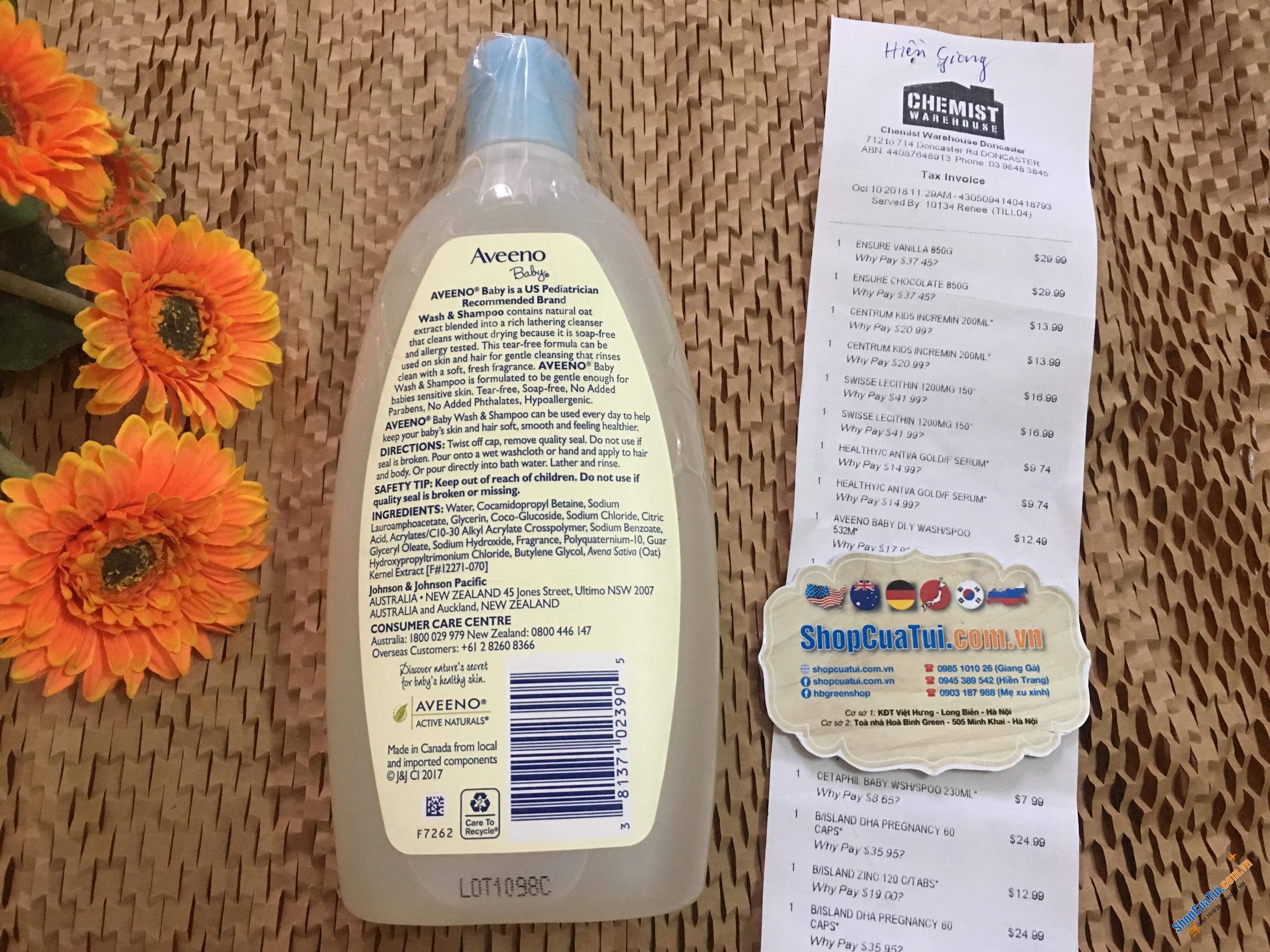 SỮA TẮM GỘI TOÀN THÂN CHO BÉ AVENOO BABY WASH & SHAMPOO 532ml( chai lớn)