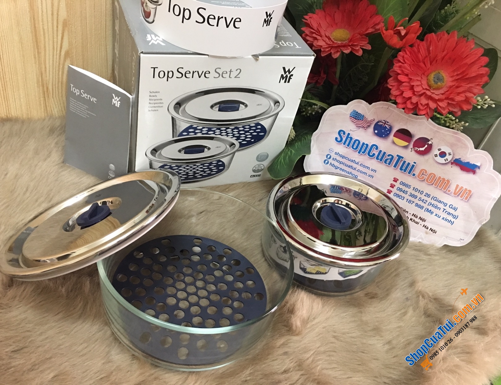 SET 2 ÂU THUỶ TINH ĐỰNG THỰC PHẨM WMF - Made in Germany