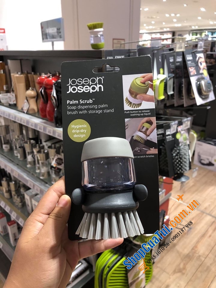 Dụng cụ rửa xoong nồi Joseph Joseph 85005 - CHỔI RỬA KÈM BÌNH ĐỰNG NƯỚC RỬA JOSEPH JOSEPH - DỤNG CỤ CỌ XOONG NỒI  kèm bình nước rửa bát mini