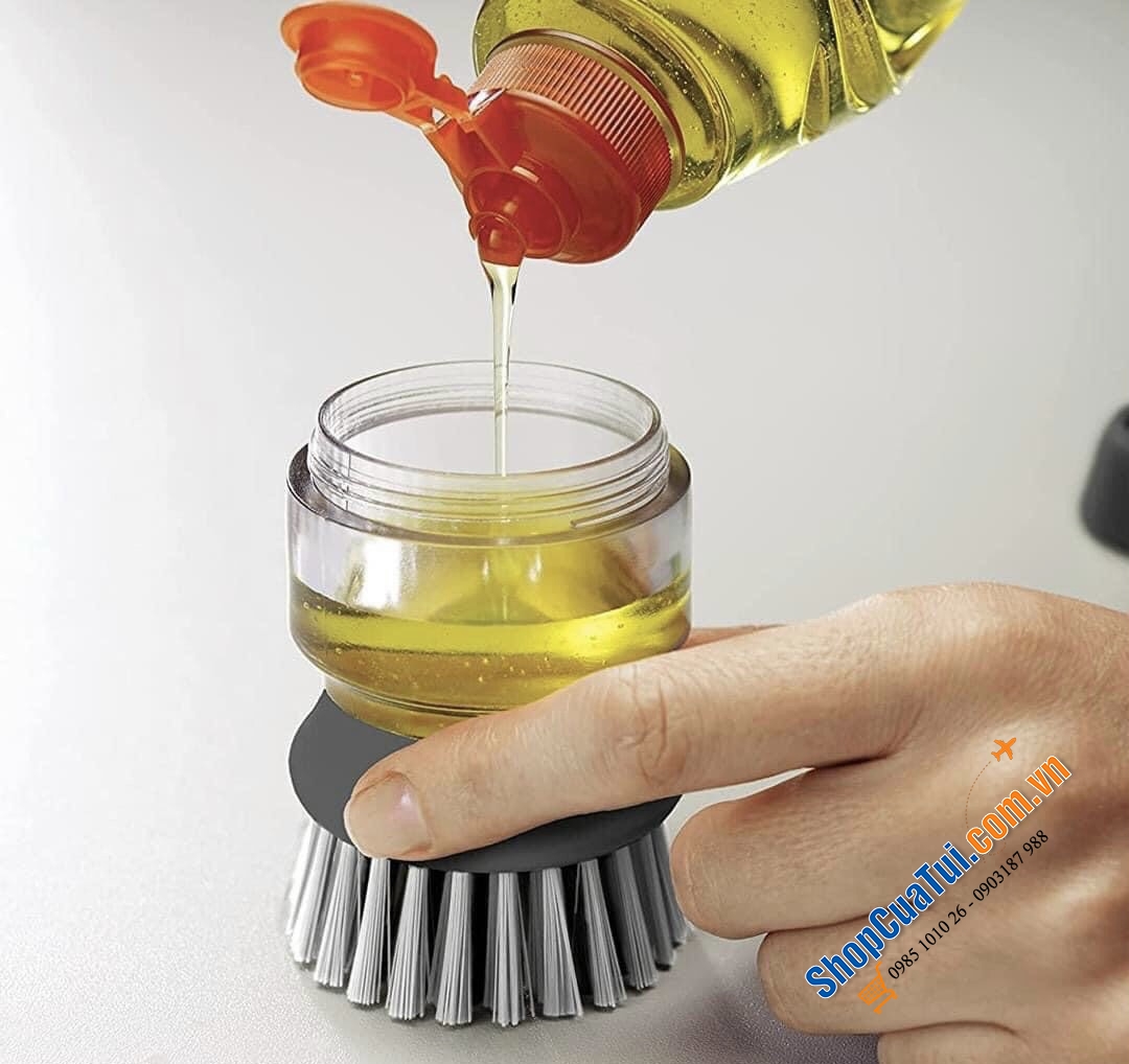 Dụng cụ rửa xoong nồi Joseph Joseph 85005 - CHỔI RỬA KÈM BÌNH ĐỰNG NƯỚC RỬA JOSEPH JOSEPH - DỤNG CỤ CỌ XOONG NỒI  kèm bình nước rửa bát mini