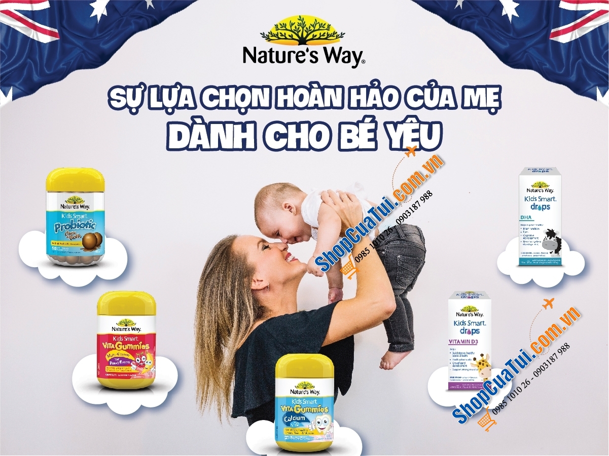 Kẹo dẻo Nature way Kids Smart Vita Gummies Omega 3 Fish Oil 60 viên Úc