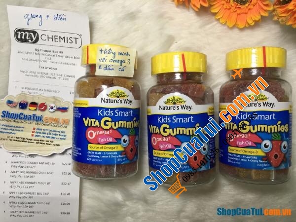 Kẹo dẻo Nature way Kids Smart Vita Gummies Omega 3 Fish Oil 60 viên Úc