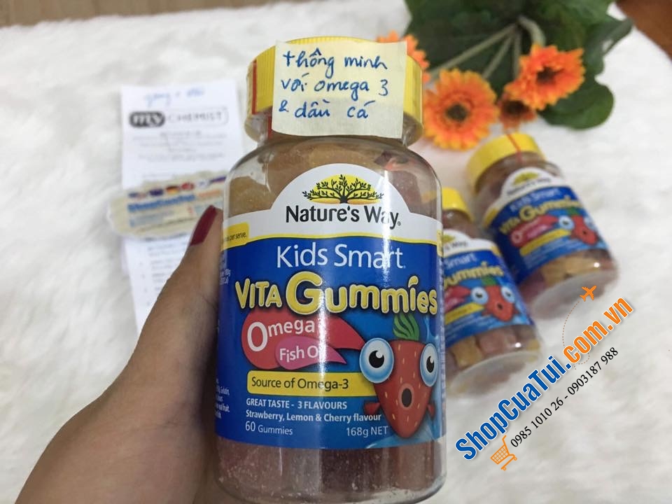 Kẹo dẻo Nature way Kids Smart Vita Gummies Omega 3 Fish Oil 60 viên Úc