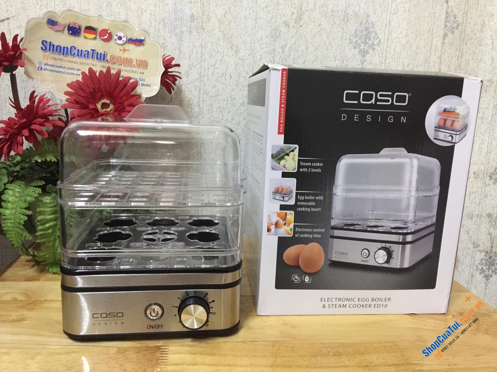 Nồi hấp điện 2 tầng mini Caso ED10 Germany