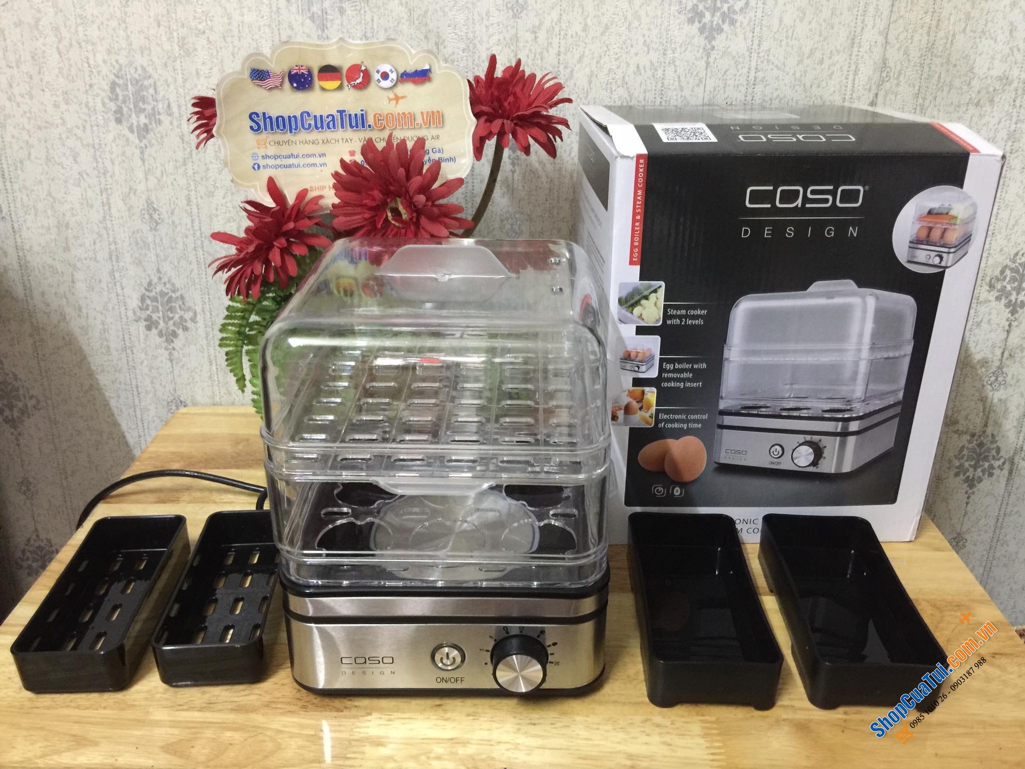 Nồi hấp điện 2 tầng mini Caso ED10 Germany