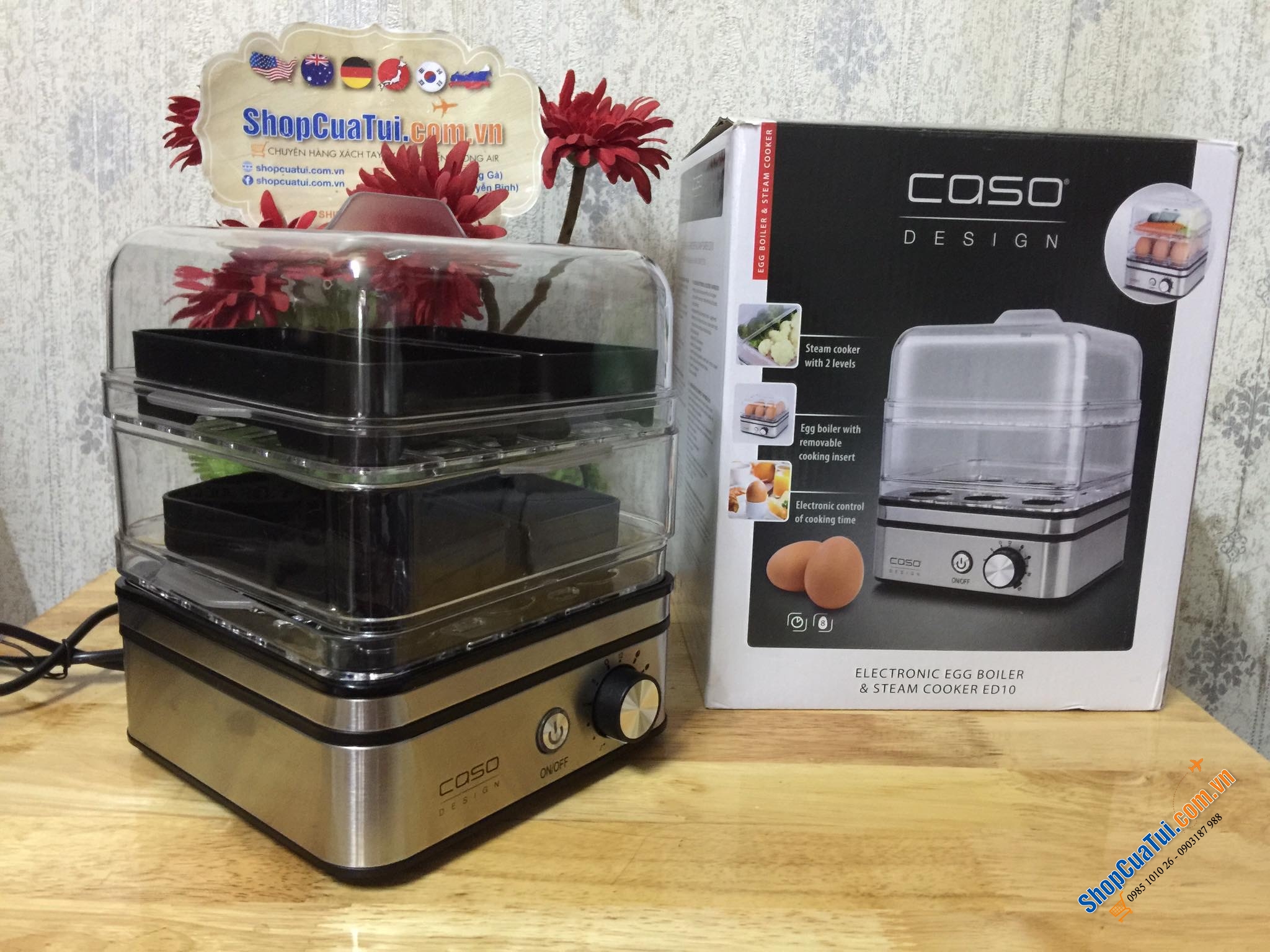 Nồi hấp điện 2 tầng mini Caso ED10 Germany